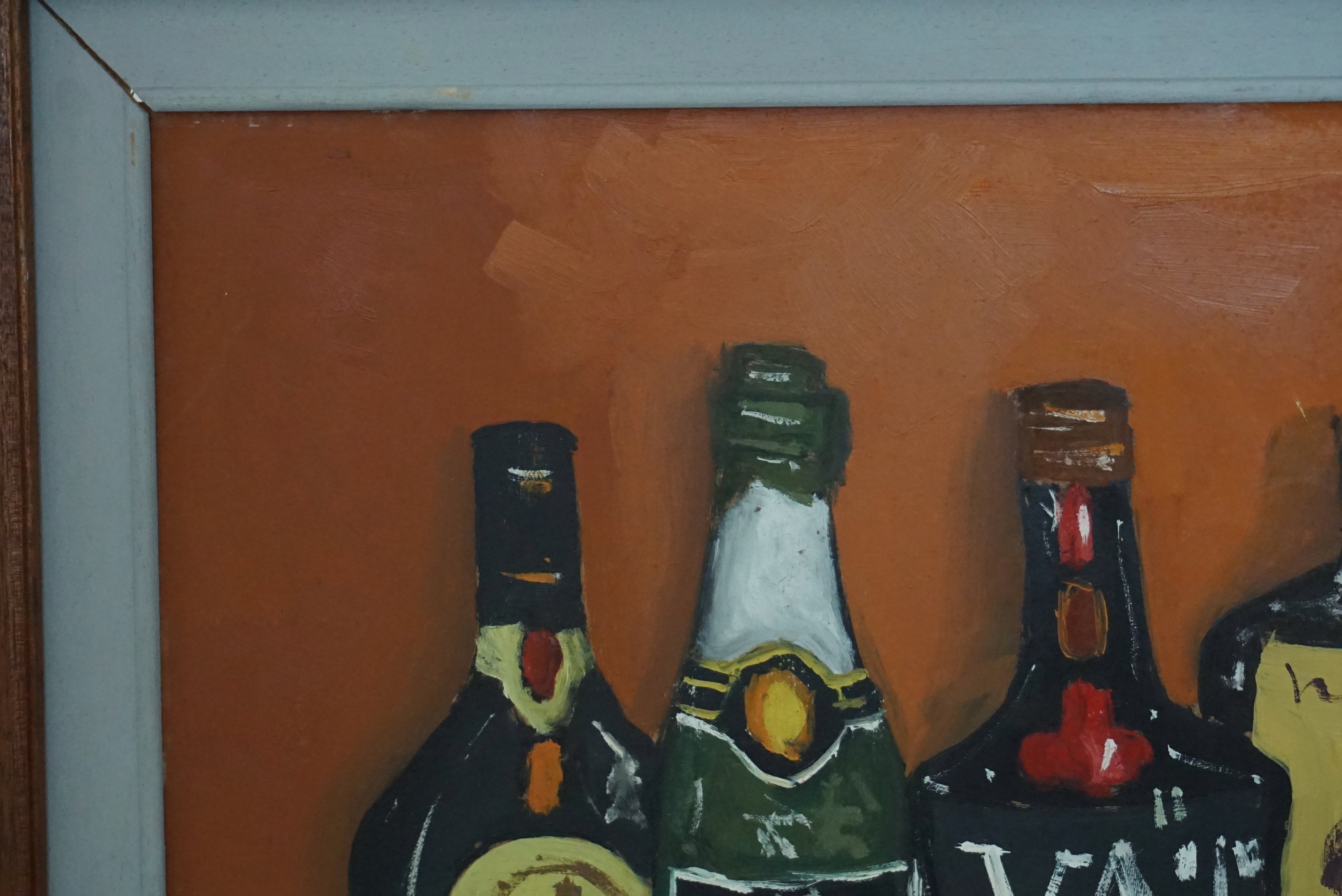 Mid Century Liquor Bottle Painting Original Still Life Art Etsy
