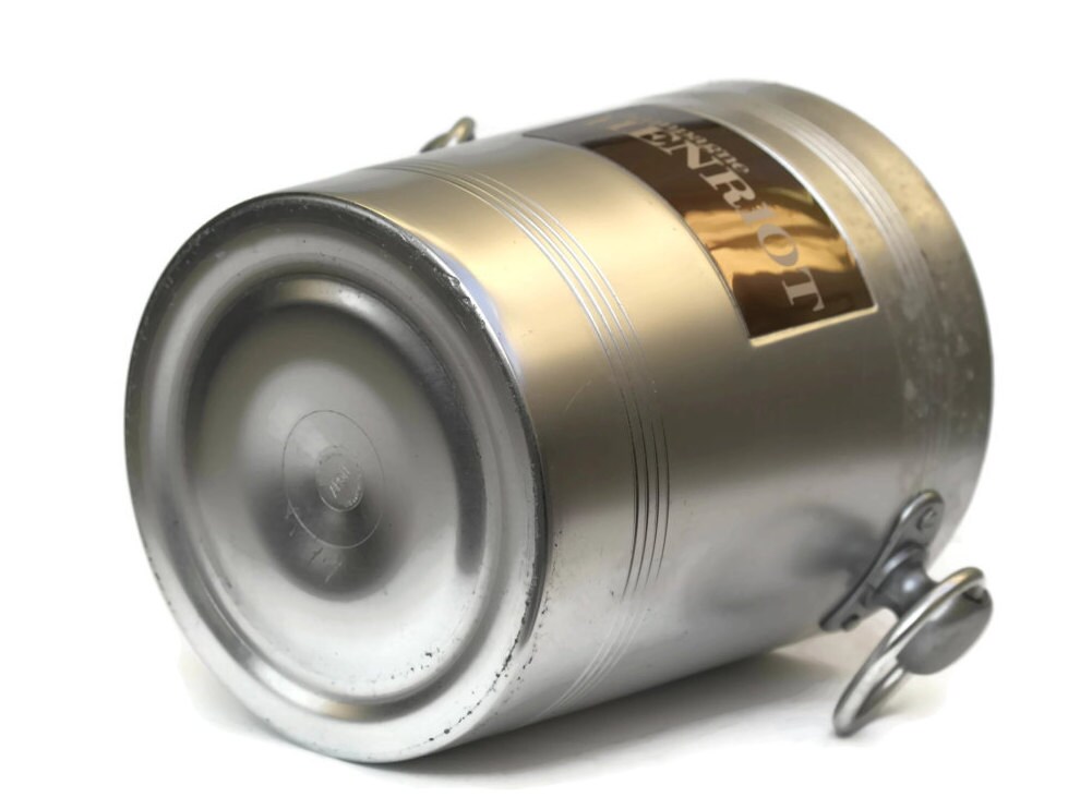 Vintage French Champagne Bucket. Aluminum Ice Bucket with French