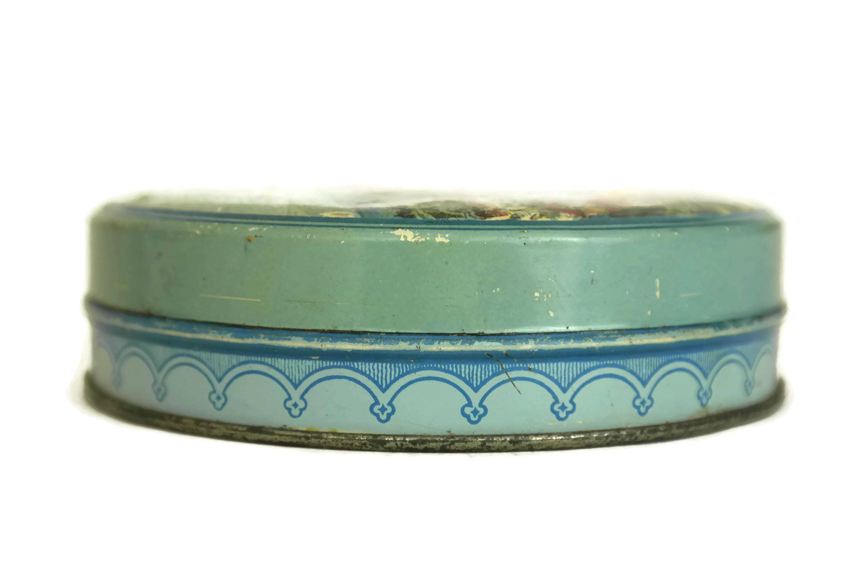 Lourdes Souvenir Tin Box. Vintage French Candy & Bonbons Box with