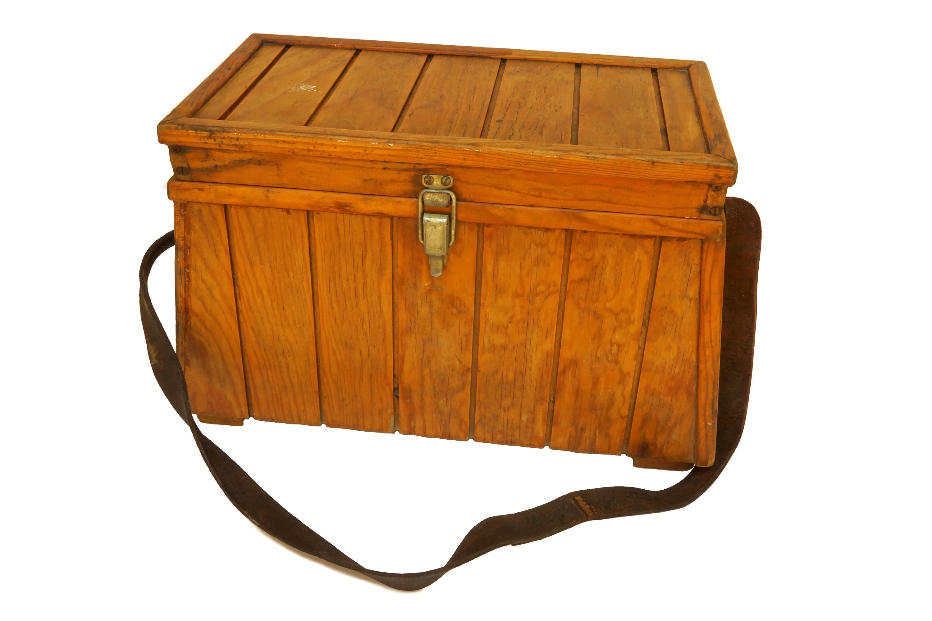 Wooden Fishing Tackle Box Stool Seat, Vintage French Camping