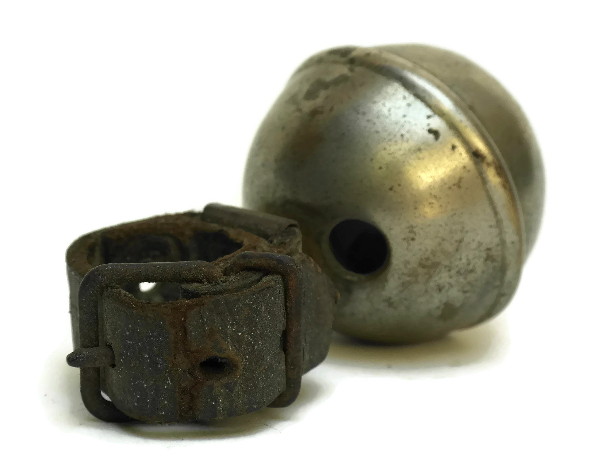 Hunting Dog Bell. Antique French Leather Collar Bell. Gifts For Hunter.