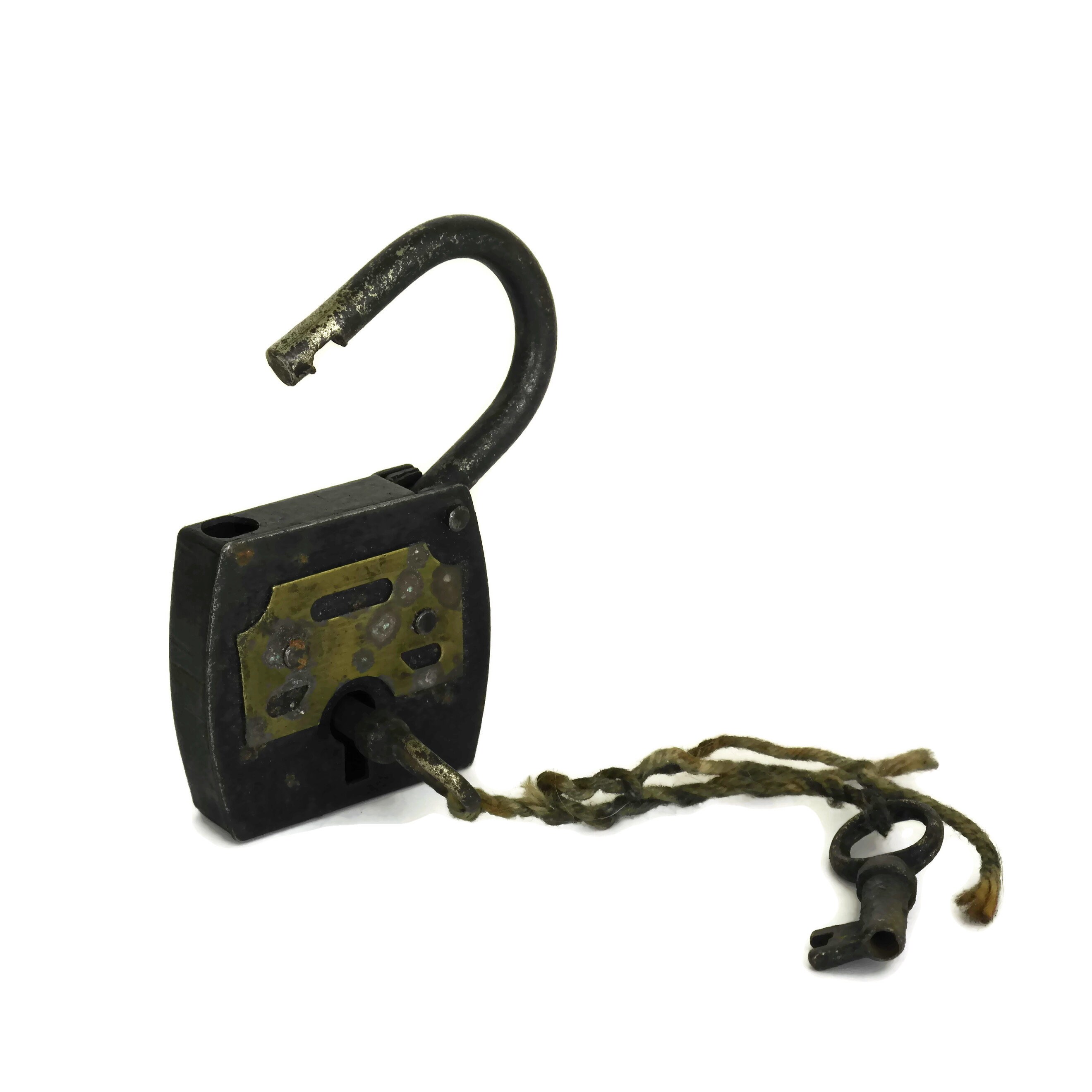 French Antique Lock and Key, Set of 3 Old Padlocks