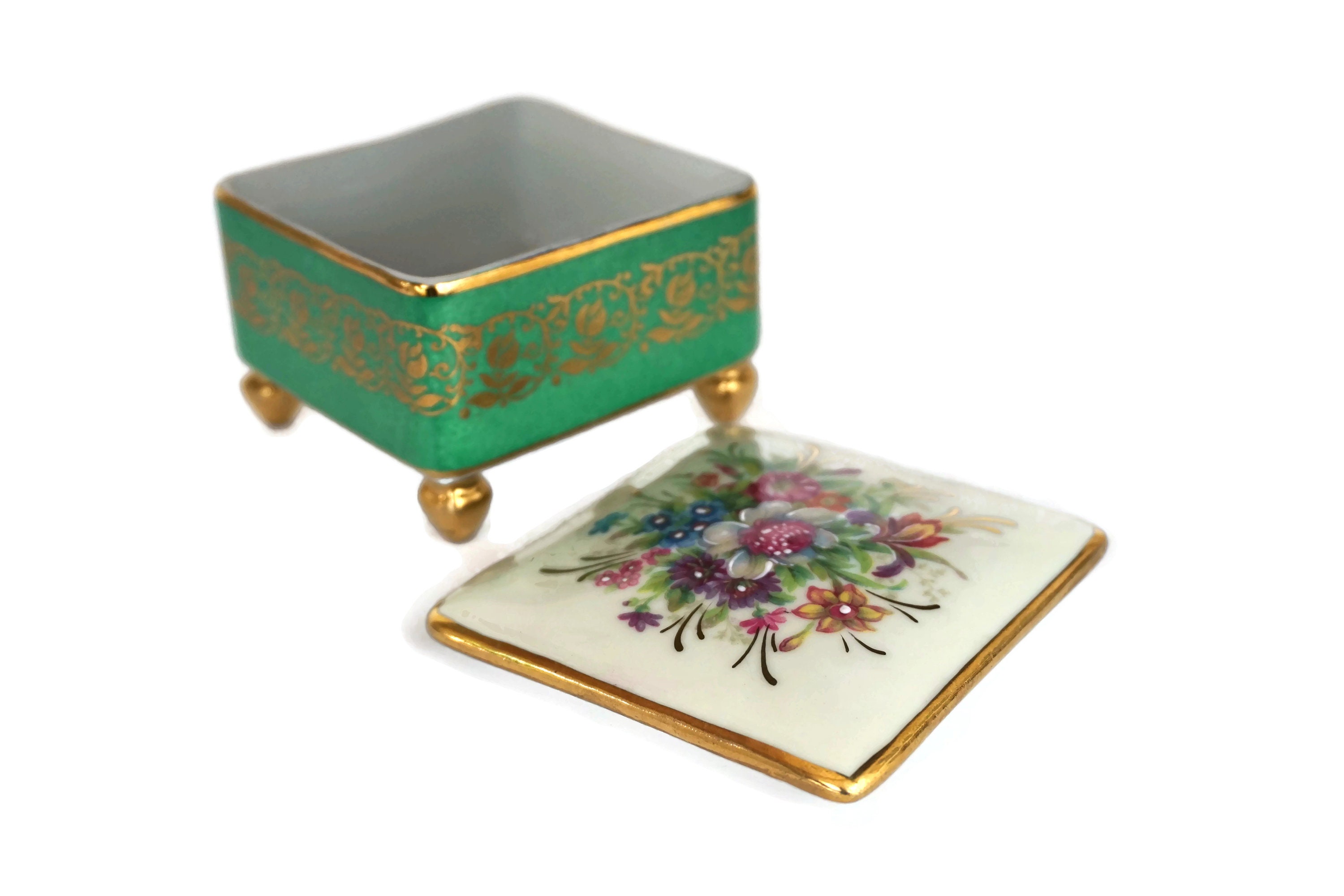 RESERVED for Sh. Limoges Porcelain Jewelry Box with Romantic French
