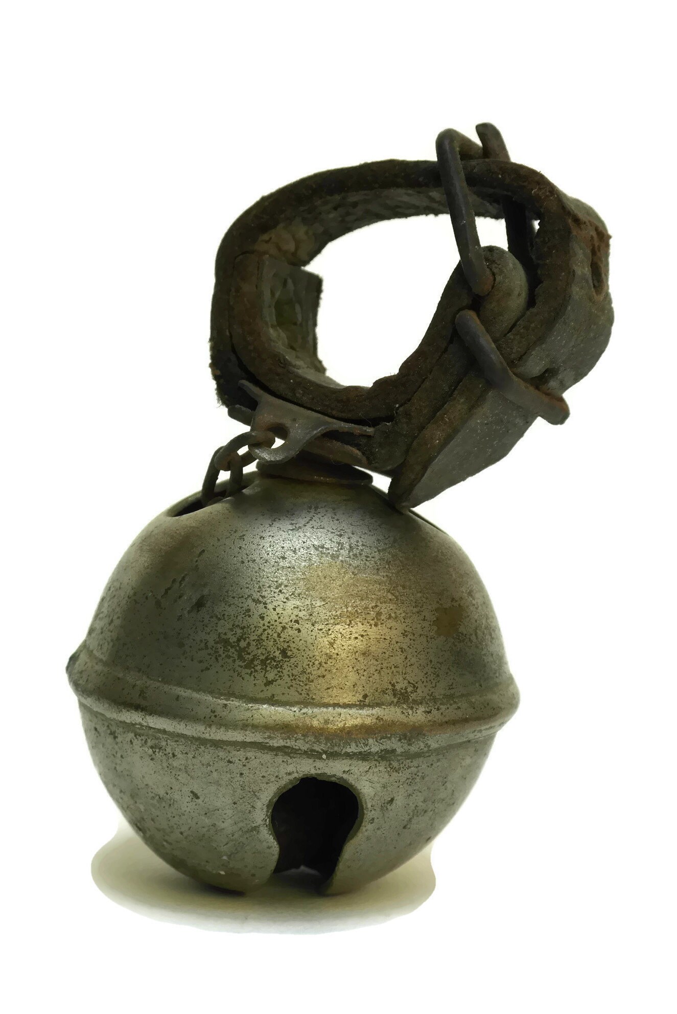 Hunting Dog Bell. Antique French Leather Collar Bell. Gifts For Hunter.