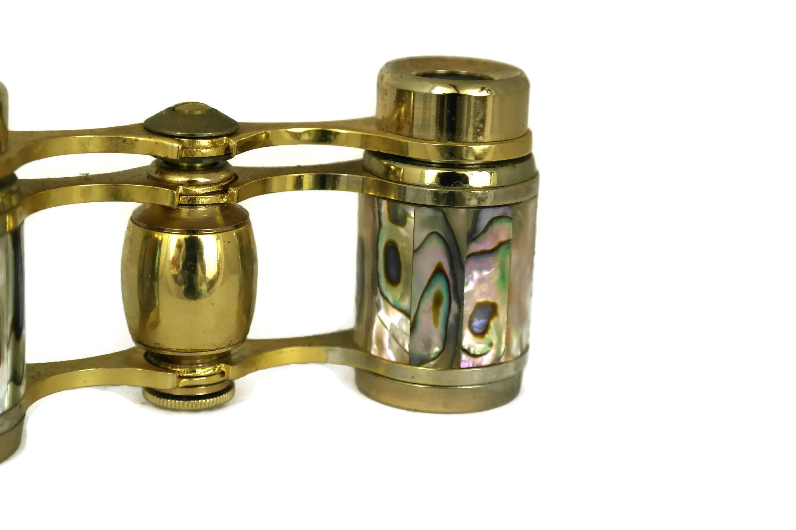 Vintage Opera Viewing Glasses. Mid Century Brass and Mother of Pearl