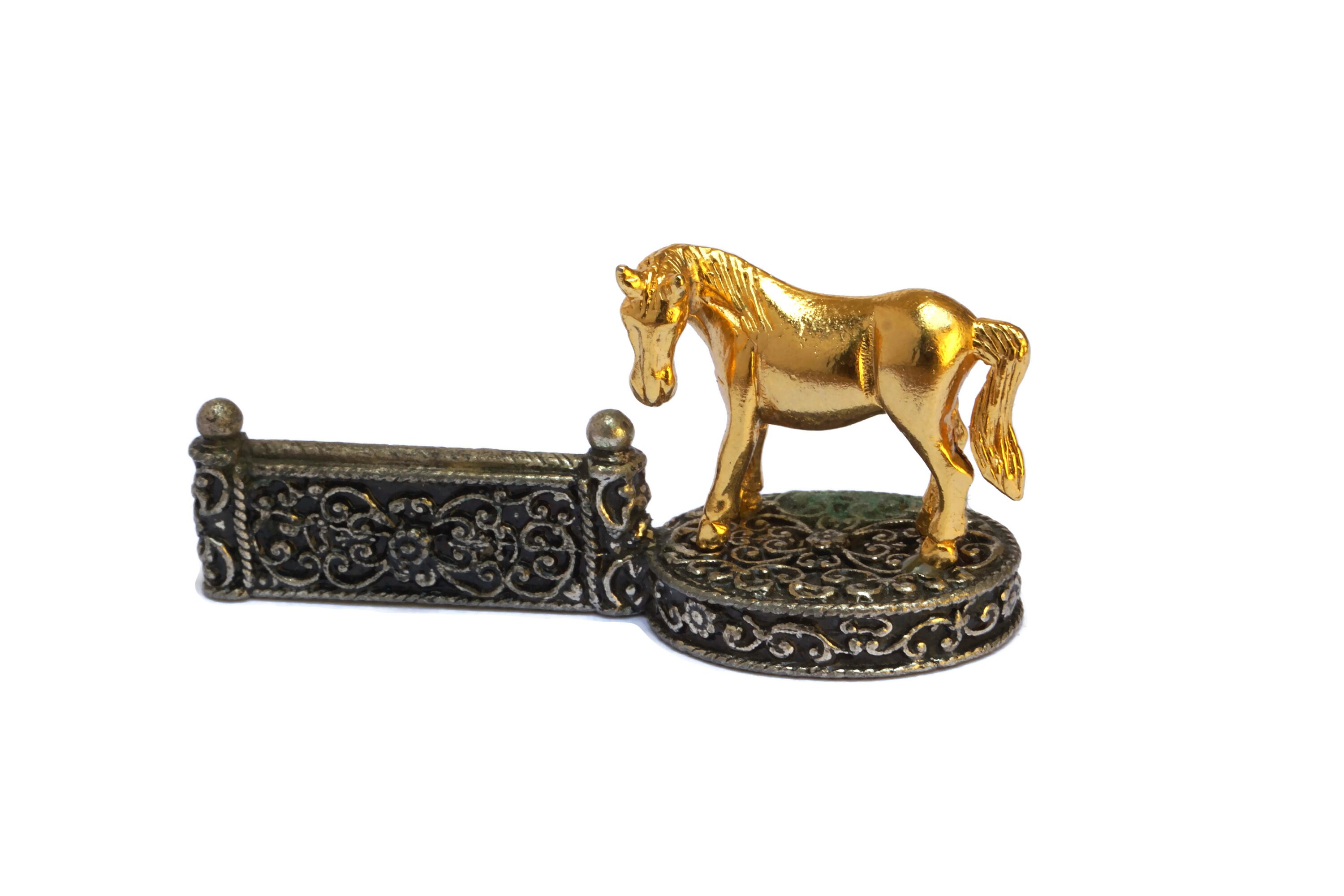 Gold Horse Figurine Knife Rests, French Equestrian Table Decor