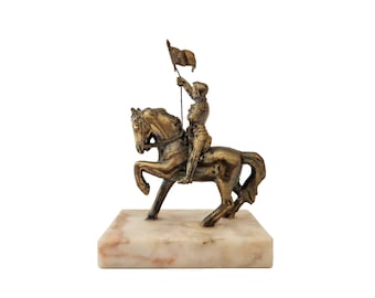 Saint Joan of Arc on Horse Statuette, French Christian Jeanne d'Arc Figurine