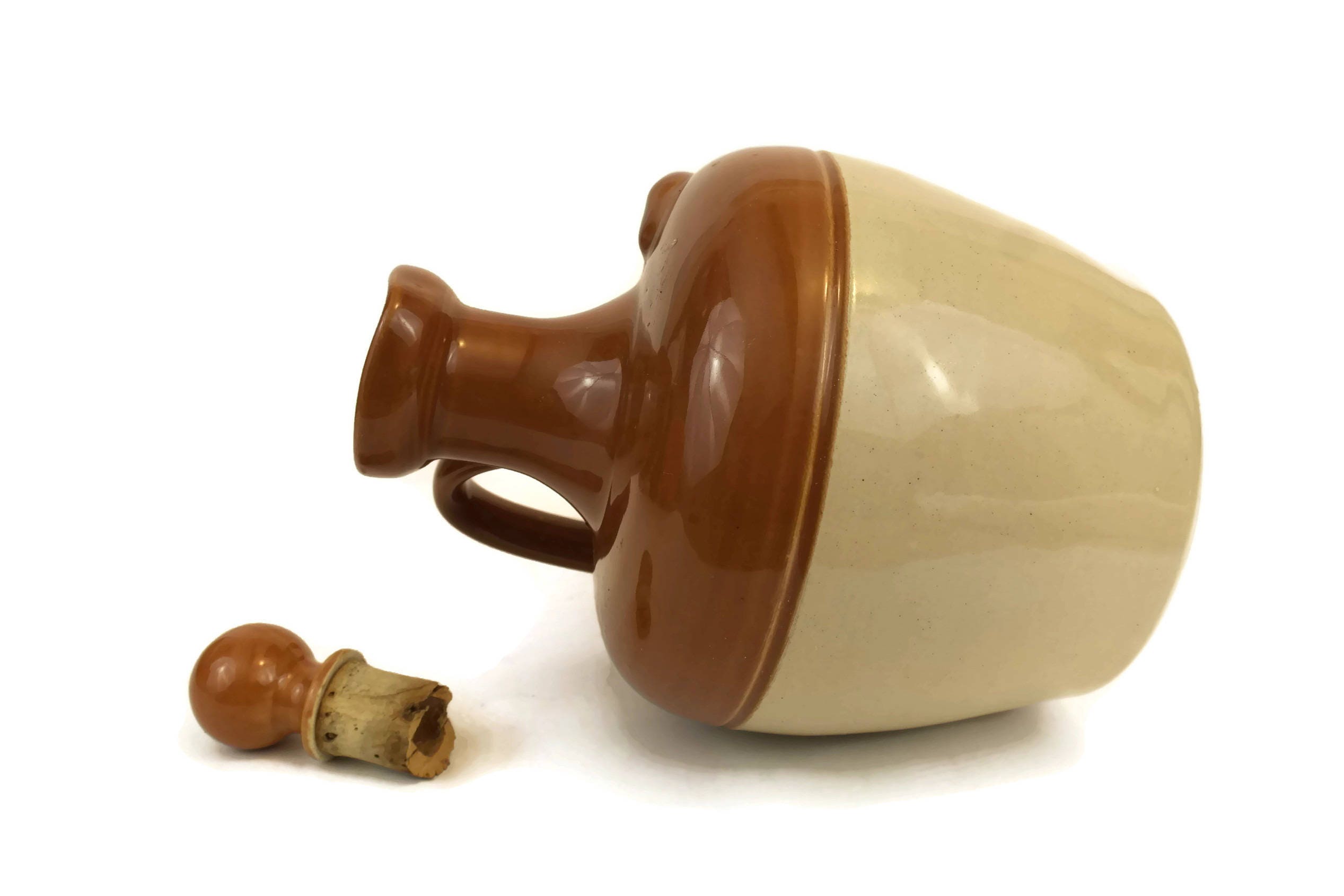 Vintage Scottish whiskey Stoneware Jug. TwoToned Handled Pottery Pitcher. Munro's King of Kings