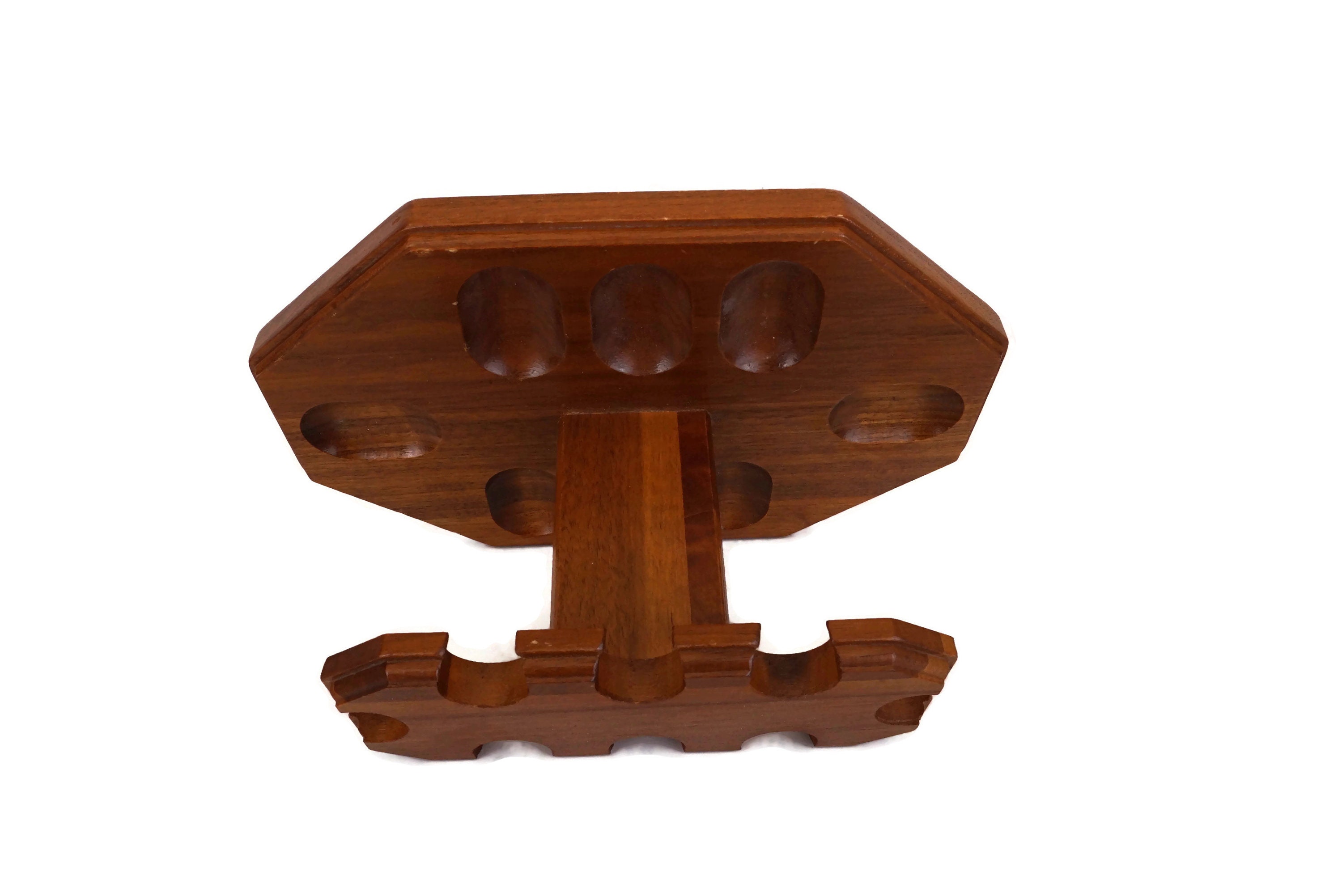 Vintage Wooden Pipe Rack, 8 Pipes Holder Stand, Gift for Smoker
