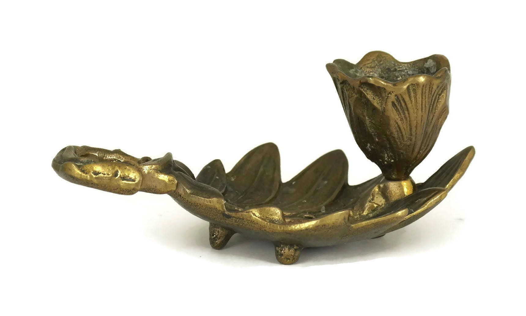 Pair of French Bronze Candle Holders with Laurel Leaves.