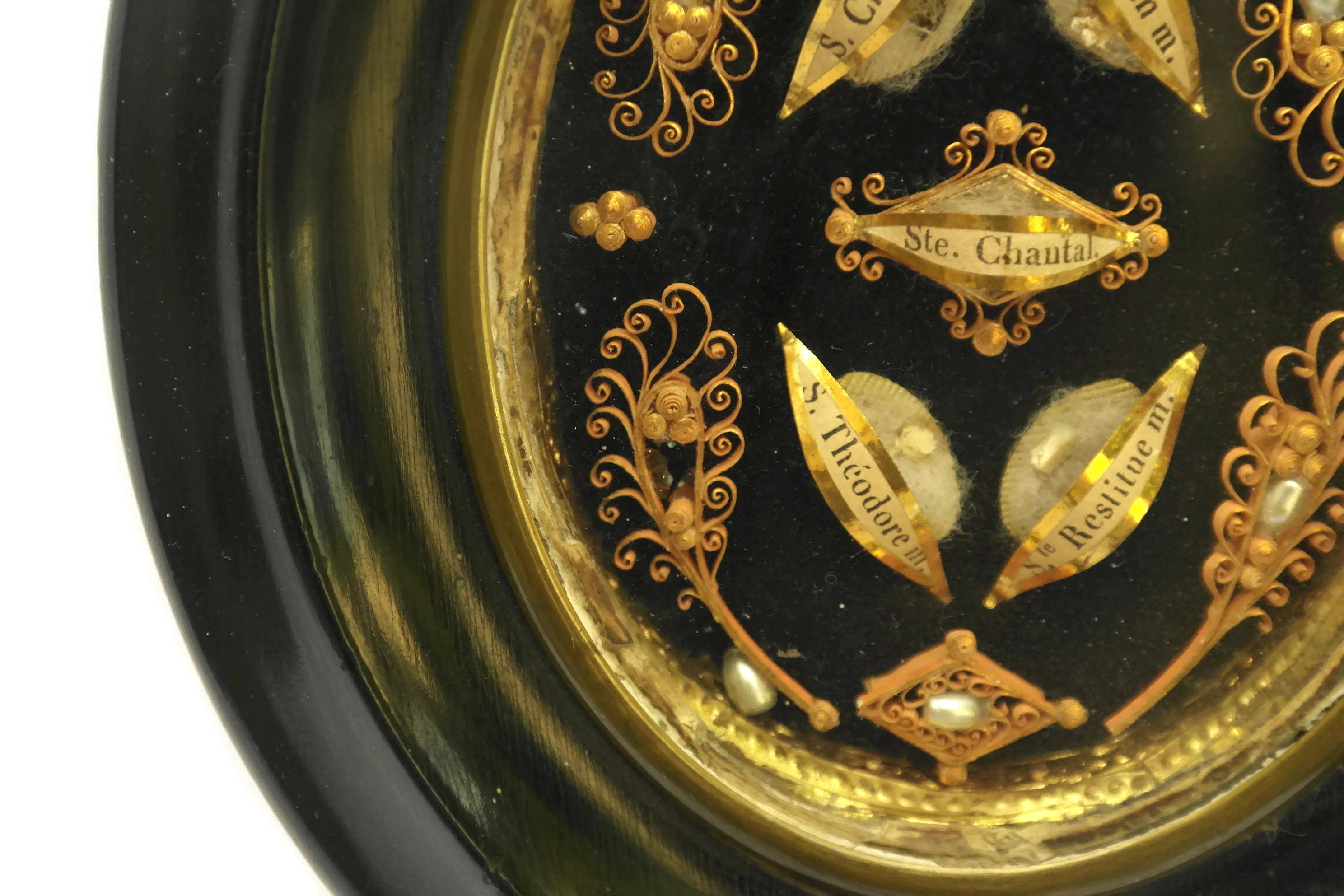 Antique Reliquary with Saints Relics and Paperolles.