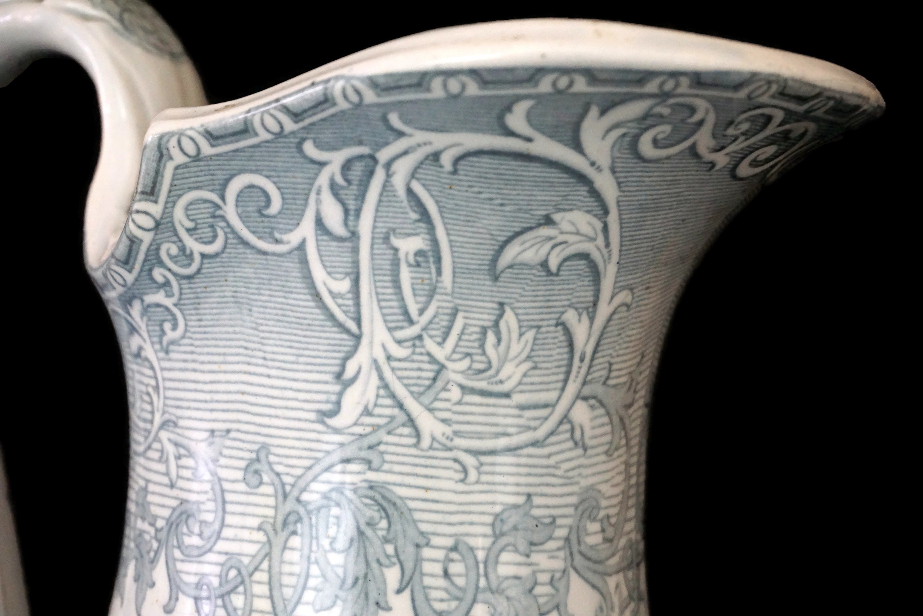 Podmore Walker Pottery Water Pitcher in Venus Pattern, Antique