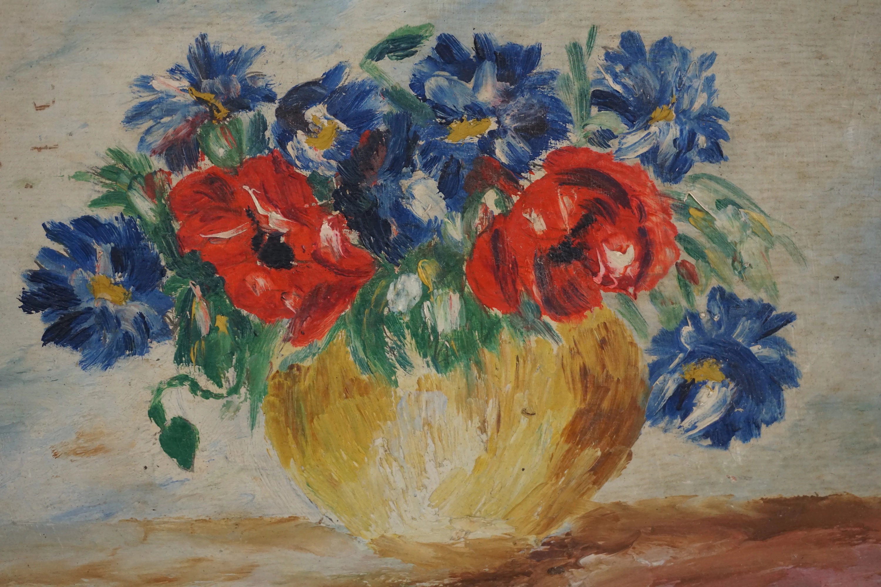 Flower Still Life Oil Painting, French Country Floral Arrangement Art