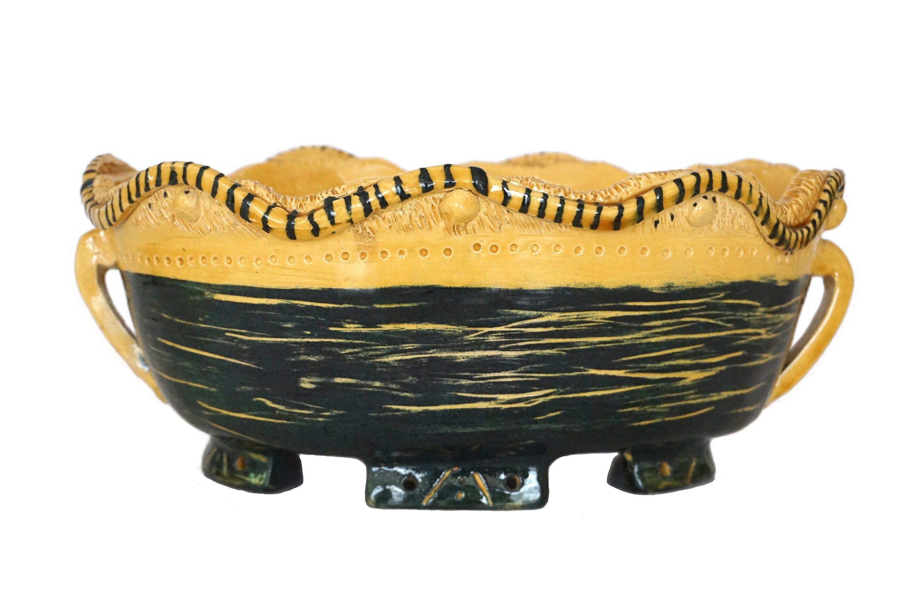 Mid Century Pottery Planter, French Ceramic Pot Plant Holder