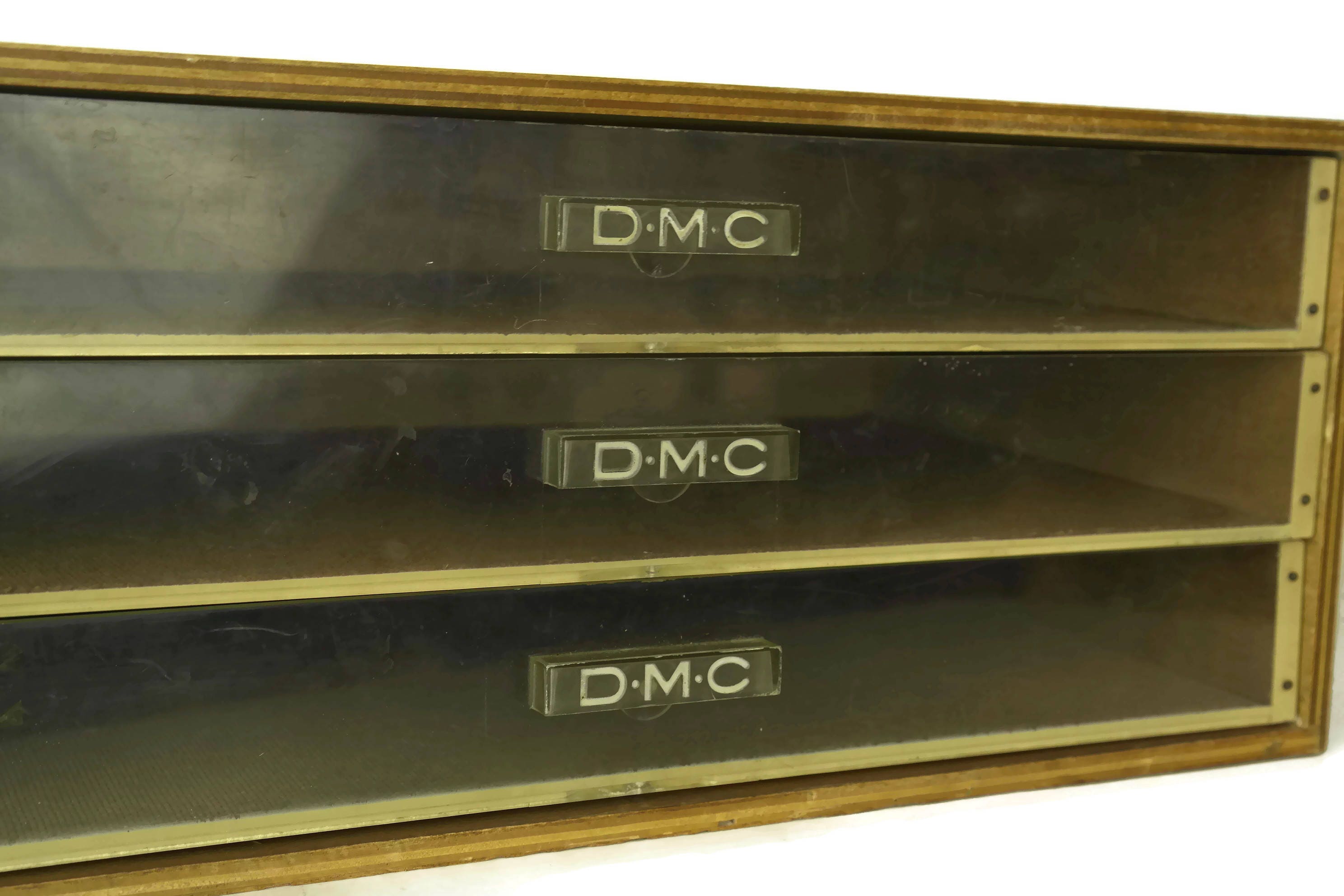 Vintage DMC Floss Storage Box. Wooden Store Display. French Embroidery