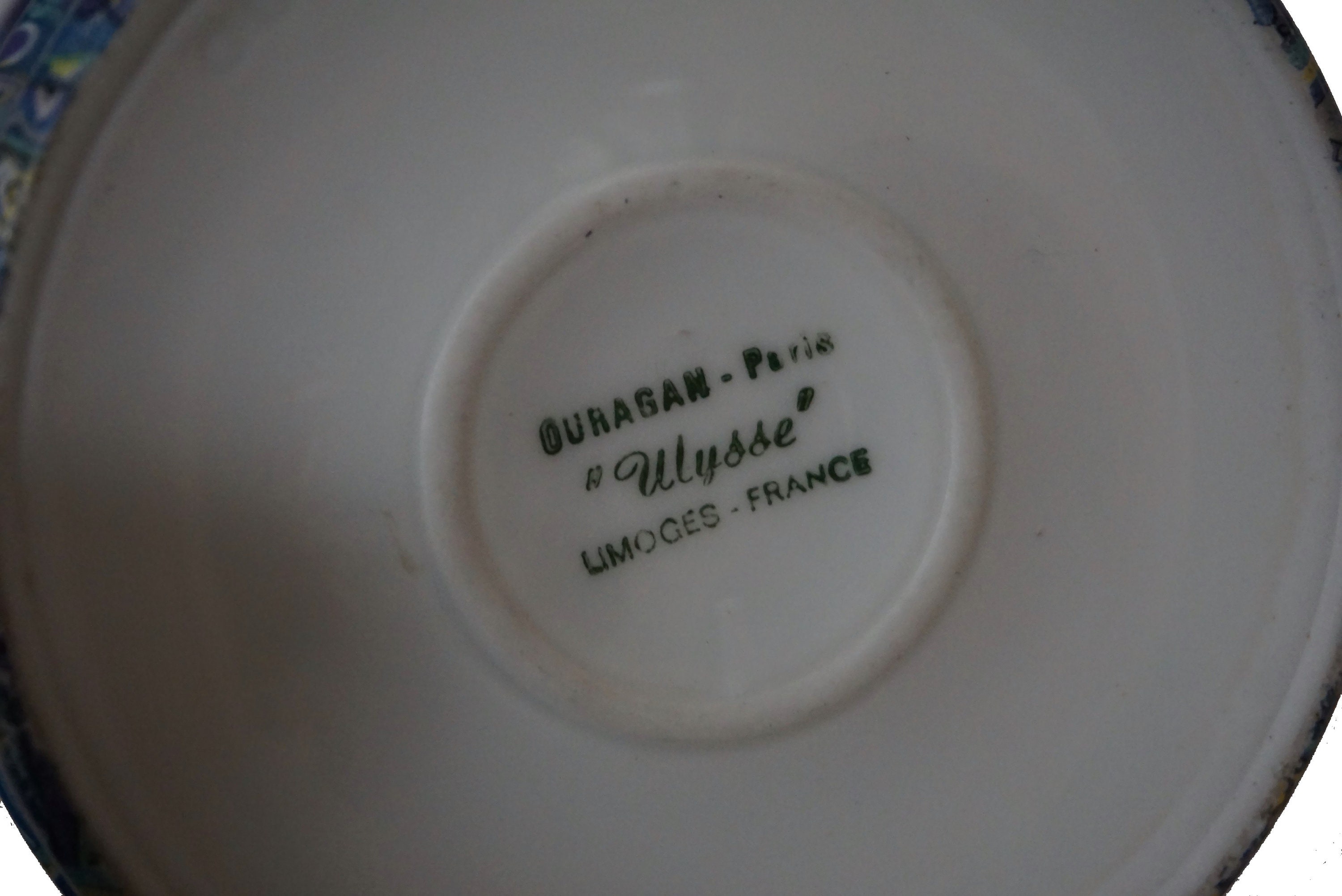 Limoges Porcelain Canister with Blue Paisley Design, Vintage French