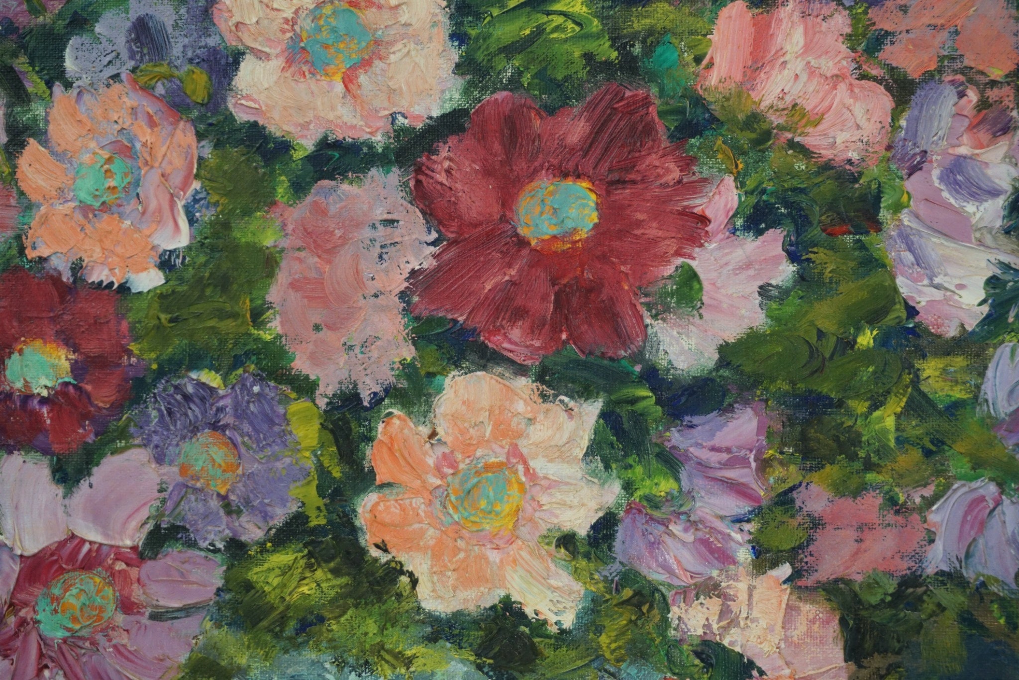 Flower Still Life Oil Painting, French Country Floral Arrangement Art