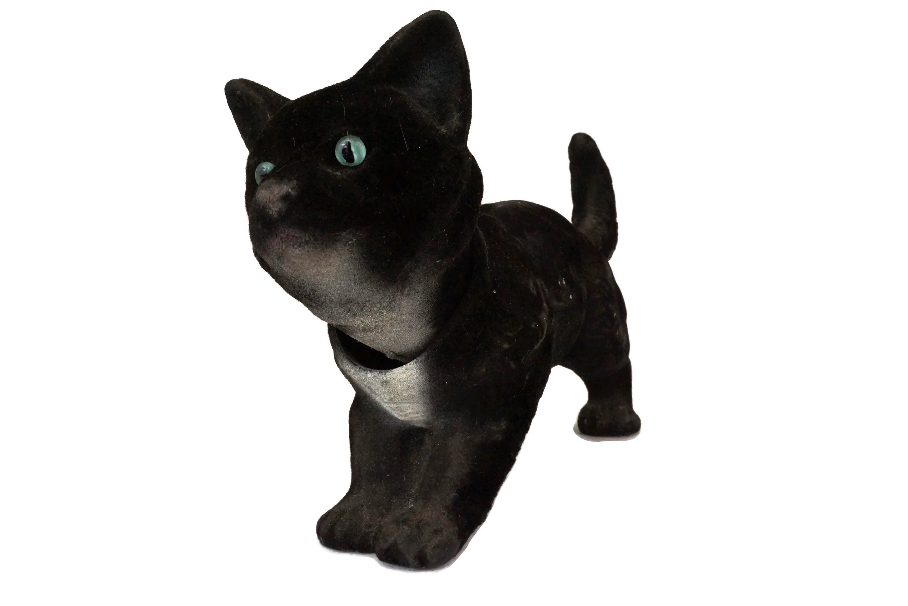Vintage Black Cat Car Nodder, Nodding Bobble Head Animal Figure