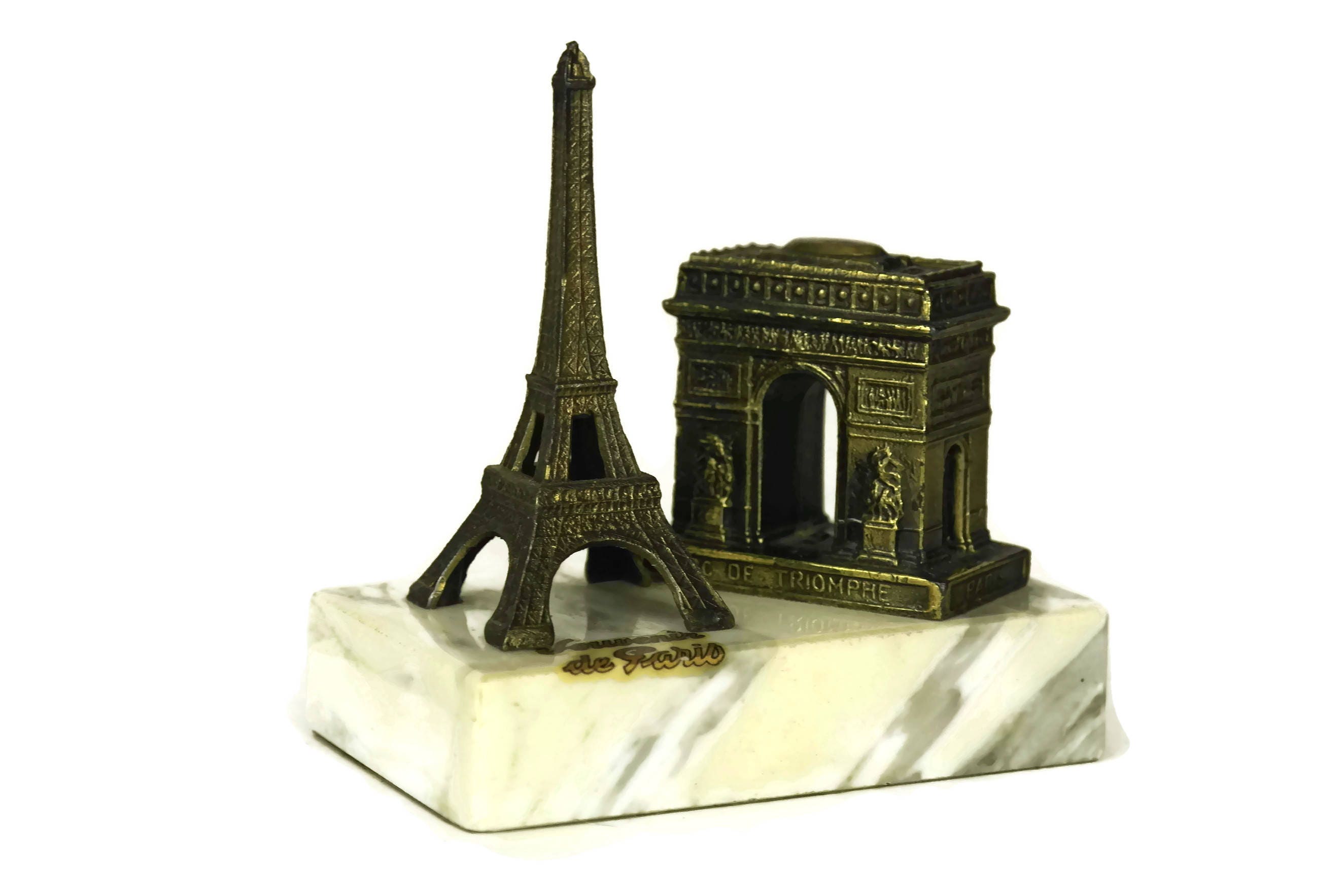 Reserved For Jenn Eiffel Tower Figurine On Marble Base With Arc