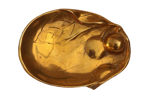 Art Nouveau Bronze Ring Dish, Coin Tray with Cherr