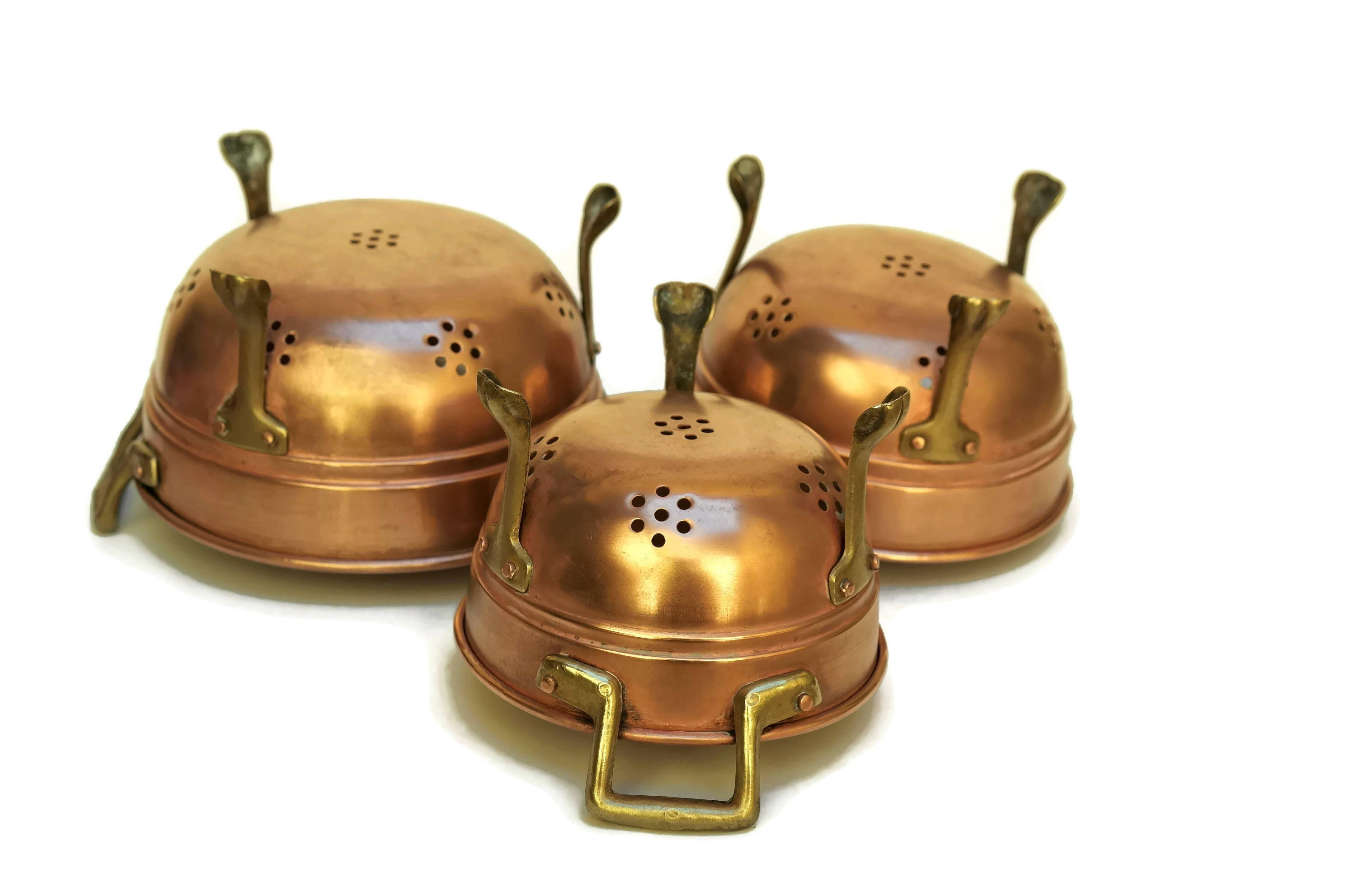 French Copper Colanders Set of 3.