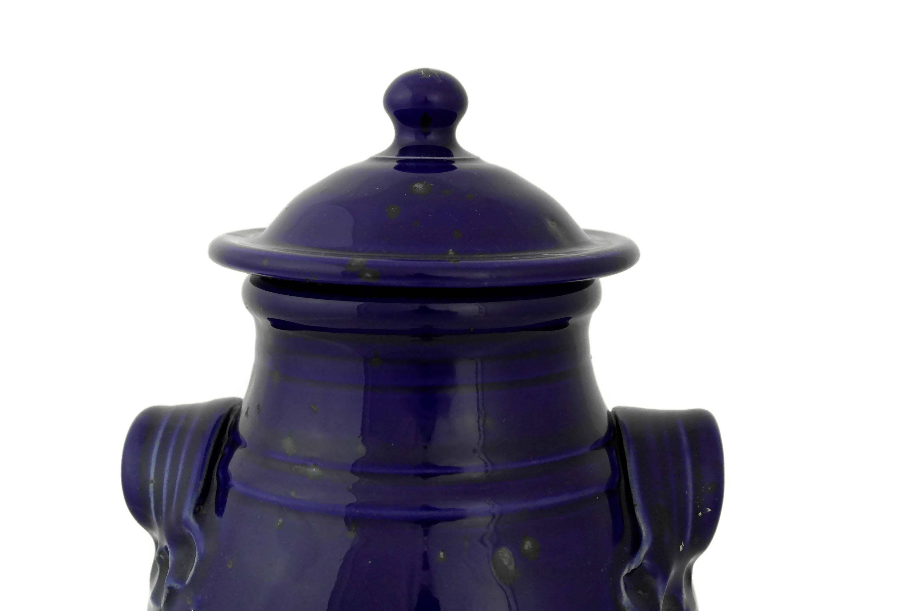 Vintage French Wine Vinegar Jug. Rustic Stoneware Pot. Blue Kitchen