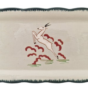 Art Deco Enamel Gazelle Cake Platter