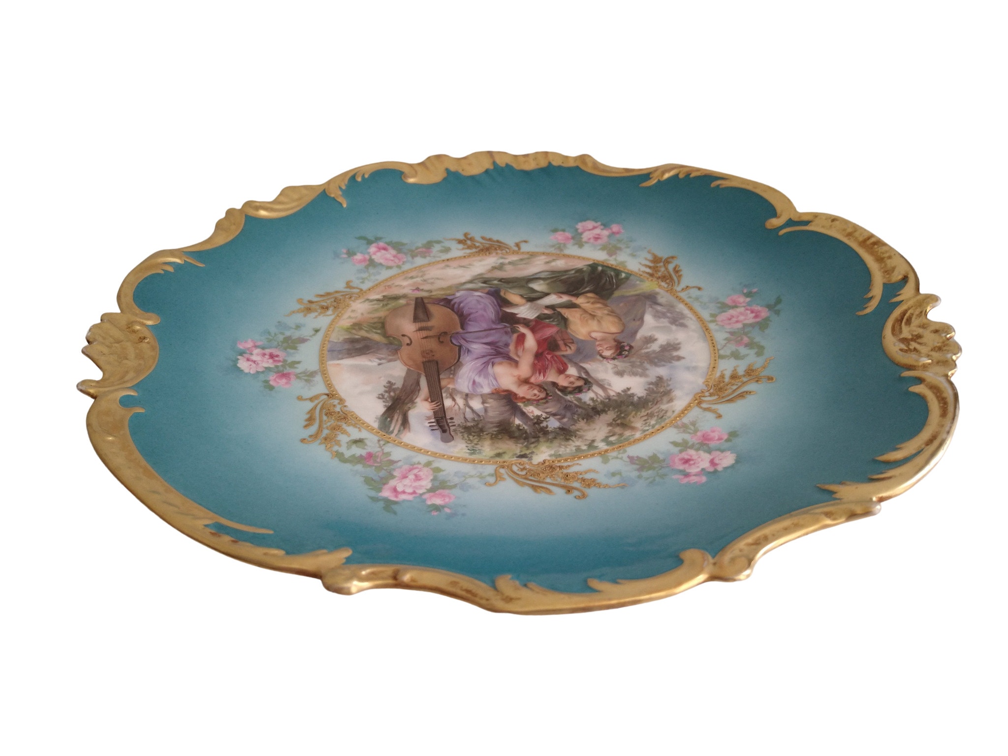 Antique Limoges Porcelain Wall Plate by Plainemaison Freres with Hand