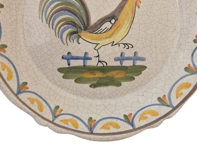 Hand Painted French Rustic Rooster Plate