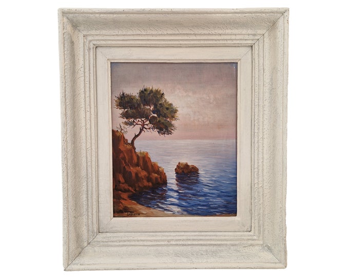 French Cote d'Azur Sea and Sunset Painting, Original Mediterranean Seascape Art, Coastal Home Decor