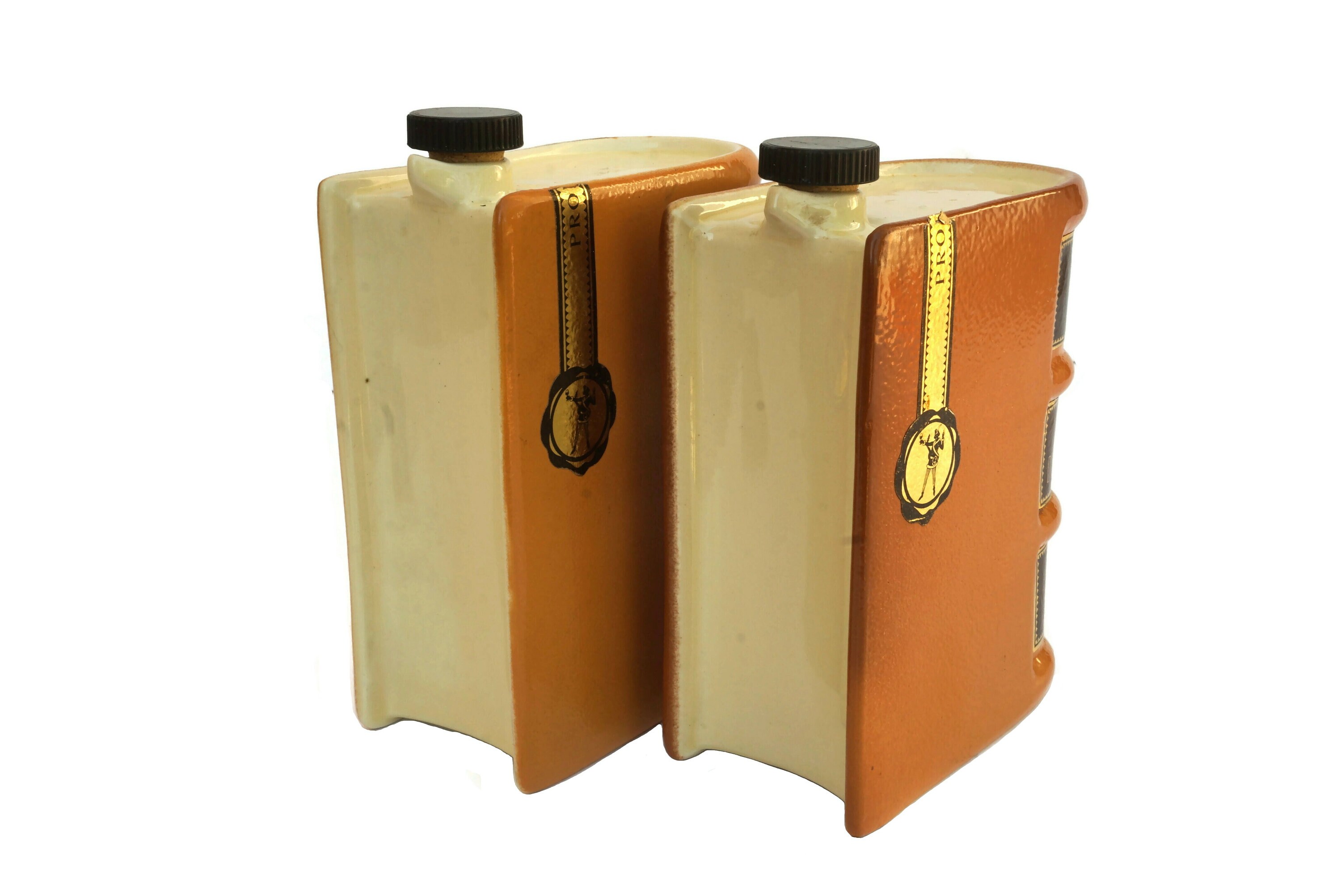 Ceramic Book Decanter Bottles for Monin Liqueurs, French Faux Book