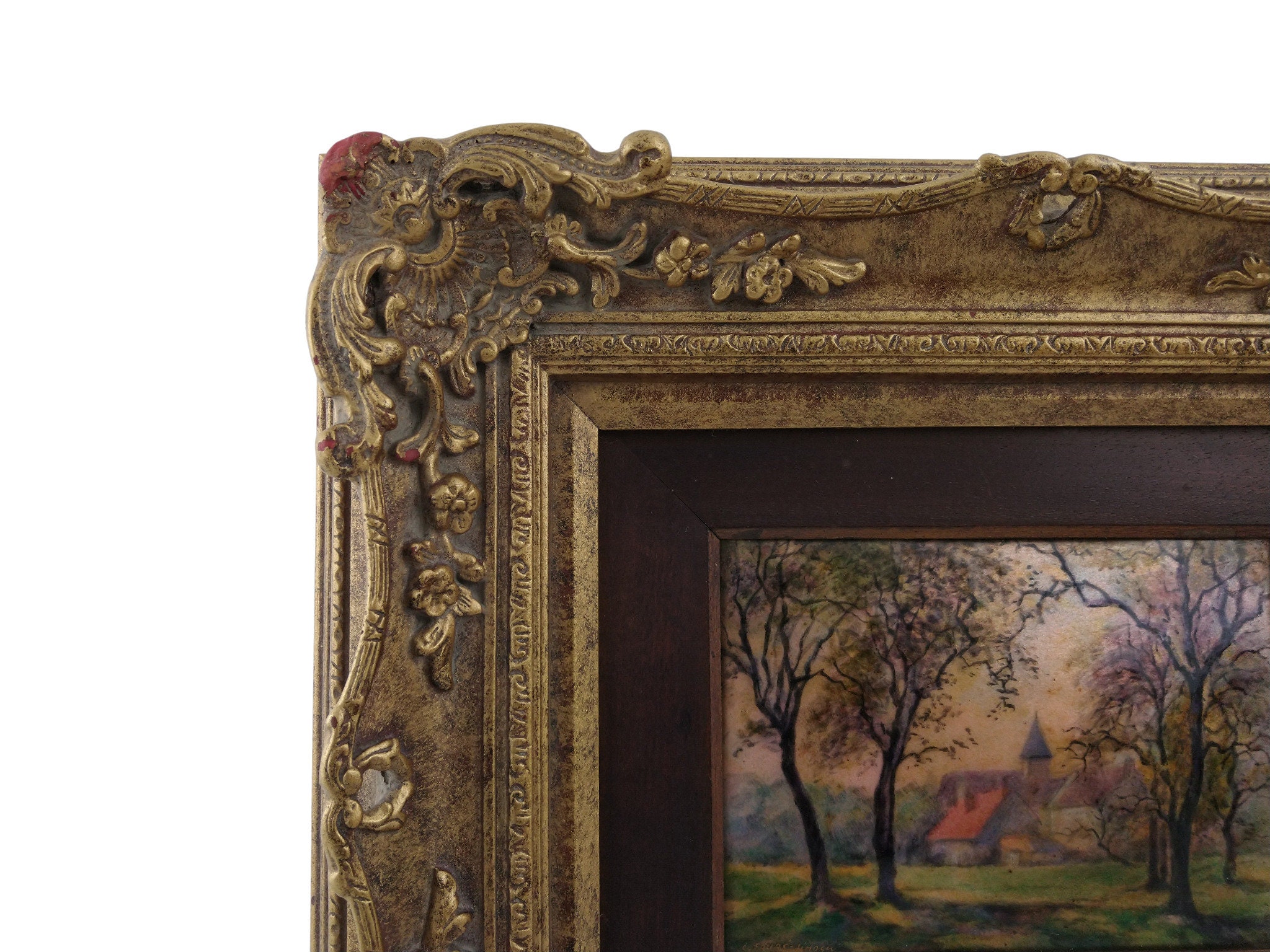 Hand Painted French Limoges Enamel Wall Art with Country Landscape and