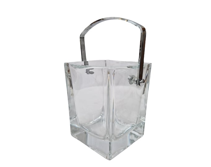 Modernist Sevres Crystal Ice Bucket, French Vintage Barware Decor