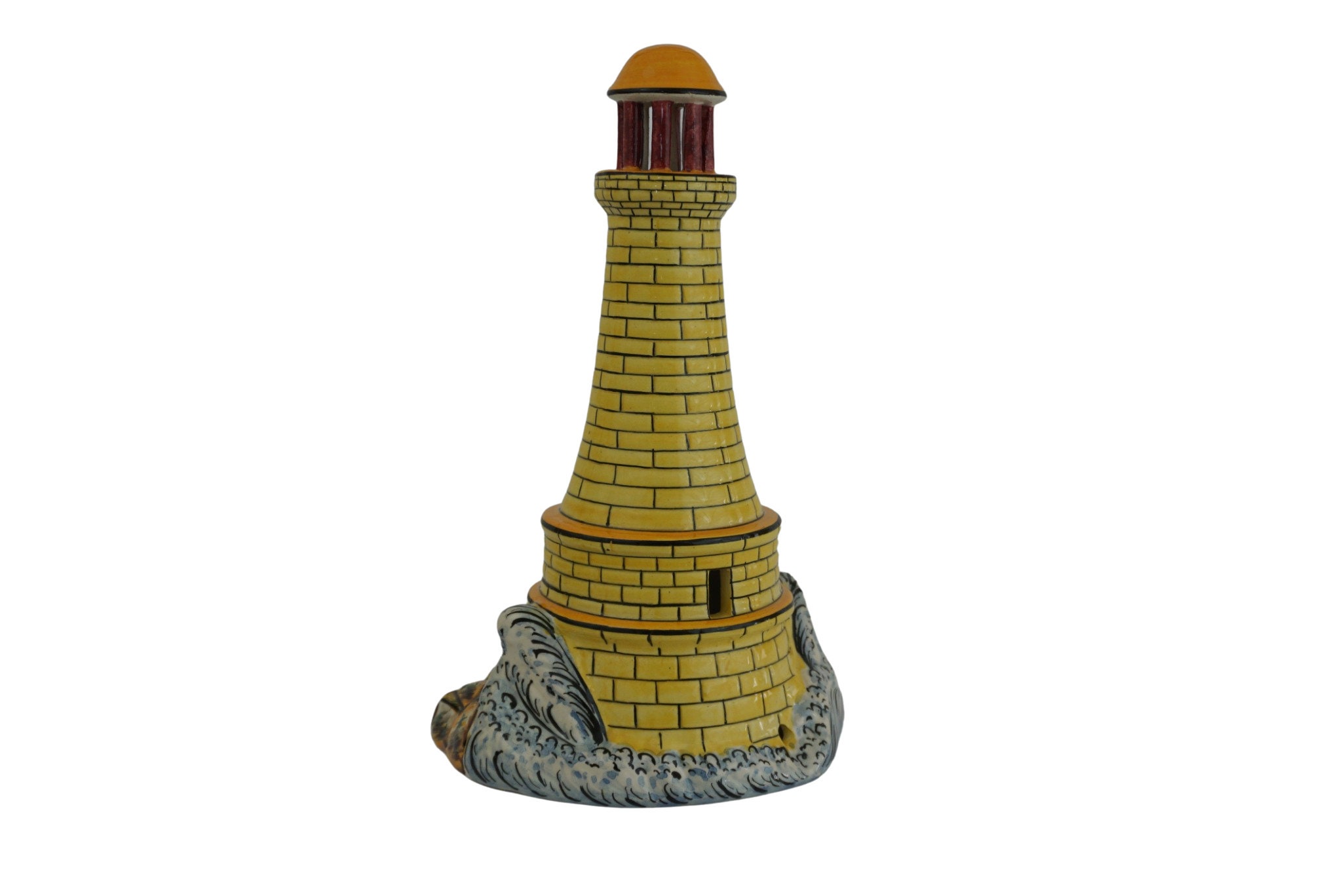 Ceramic Lighthouse Lamp Base, Mid Century Coastal and Nautical Decor