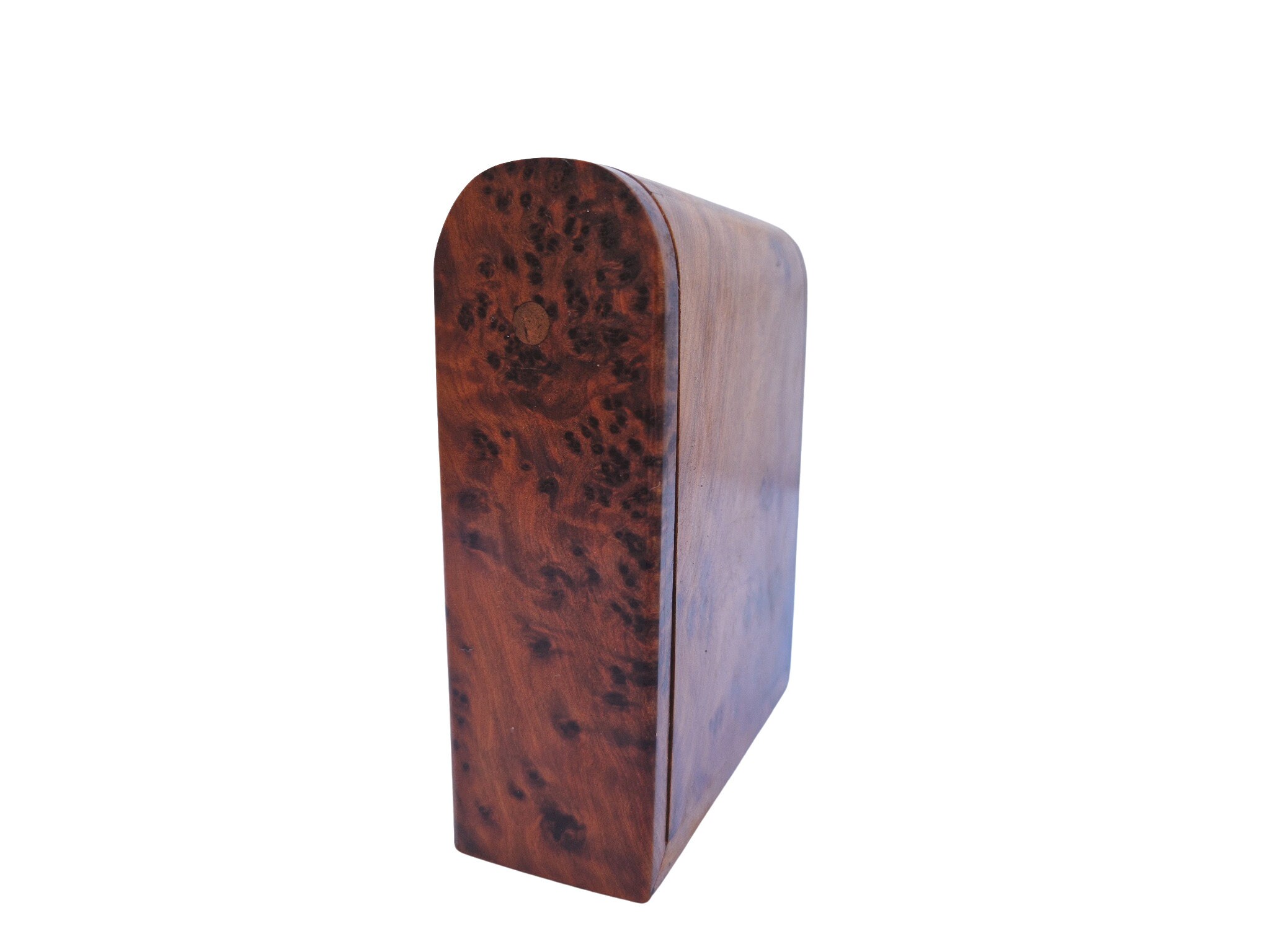Elm Burl Wood Playing Card Deck Holder, French Vintage Business Card
