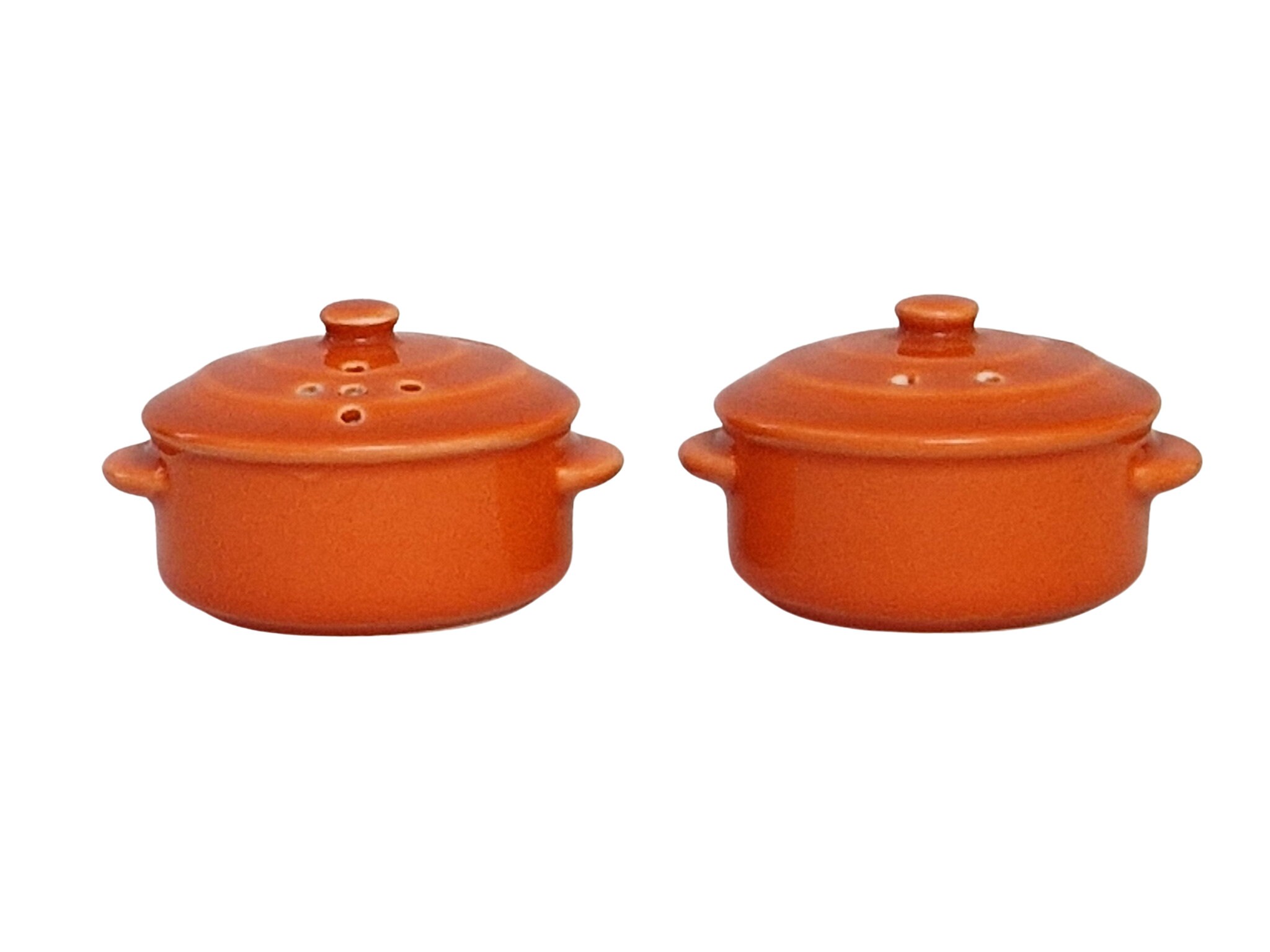 French Le Creuset Salt and Pepper Shaker Set, Vintage Miniature Ceramic