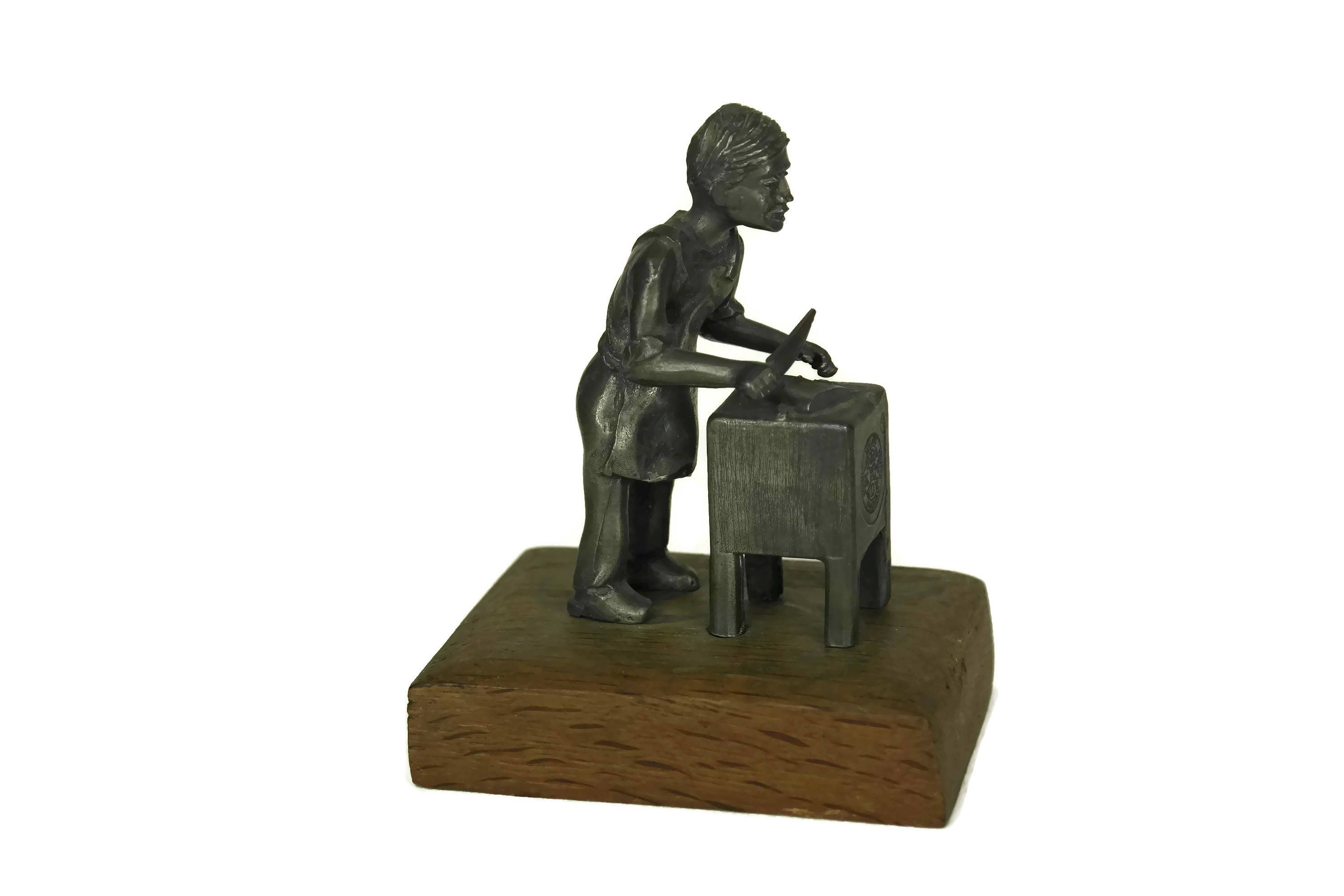 Vintage Butcher Figure. KDM Royal Holland Daalderop Pewter Miniature