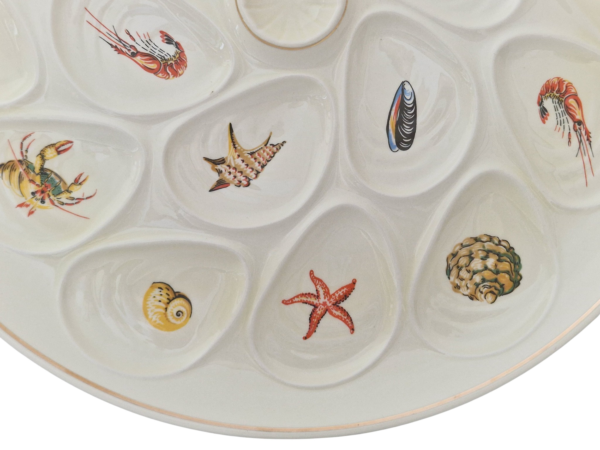 Large Ceramic Oyster Serving Platter with Seafood and Shellfish