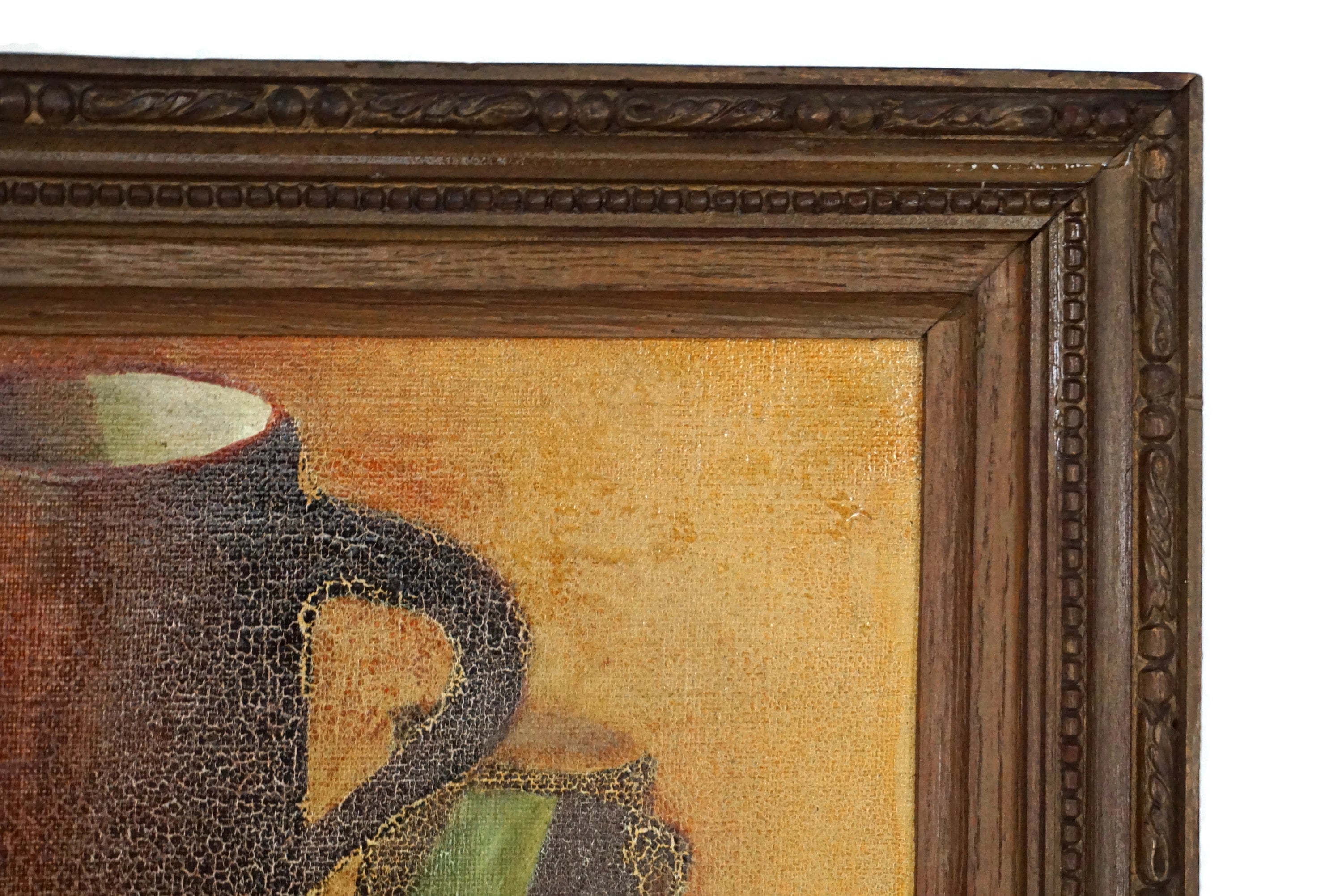 French Kitchen Still Life Art with Pea and Ham Soup and French Pottery