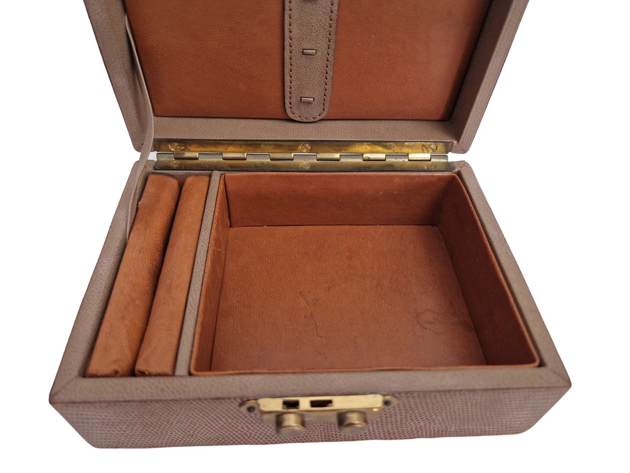 Vintage Men Leather Valet Jewelry Box