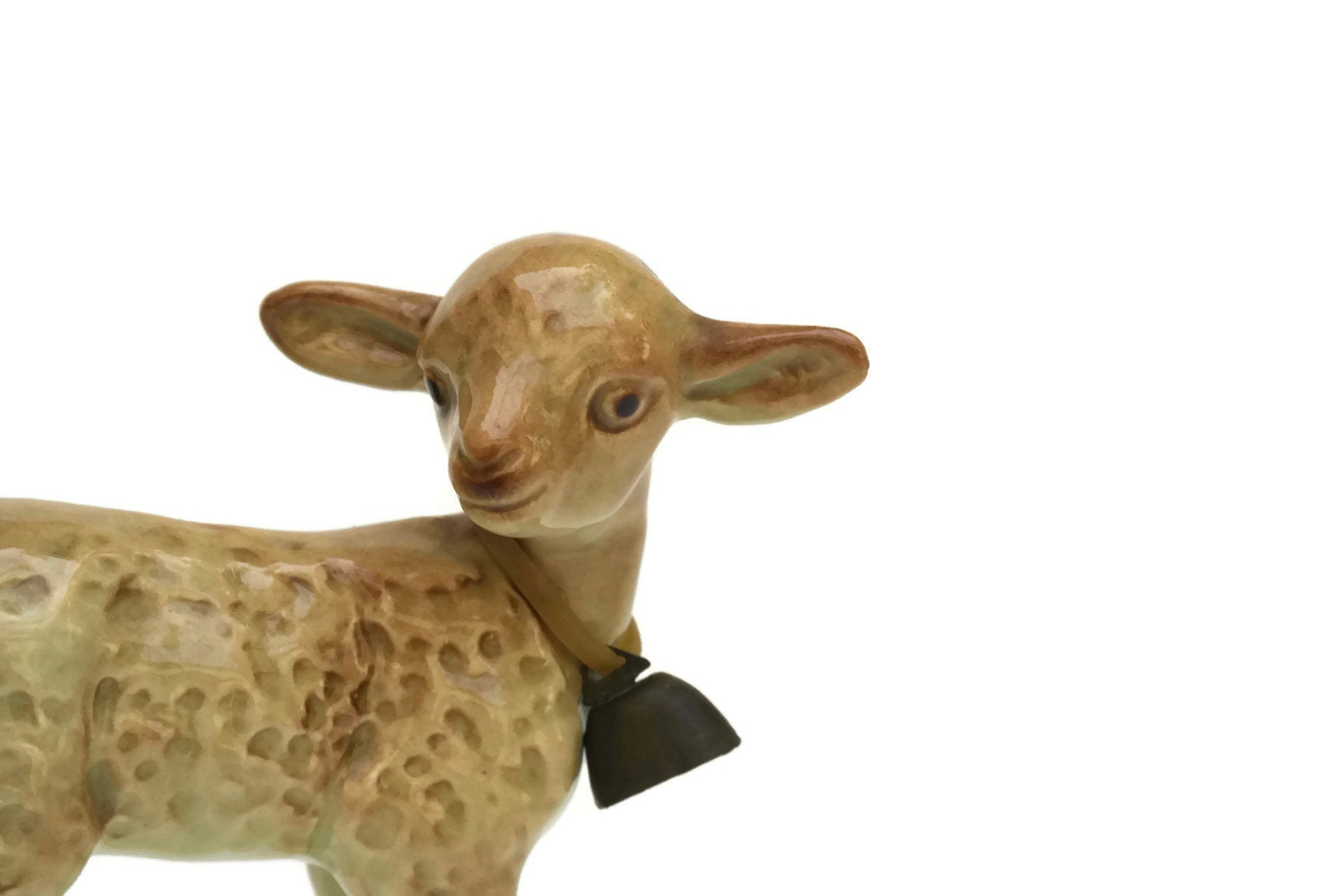 Vintage French Easter Lamb Figurine, Pottery Animal Art Figure