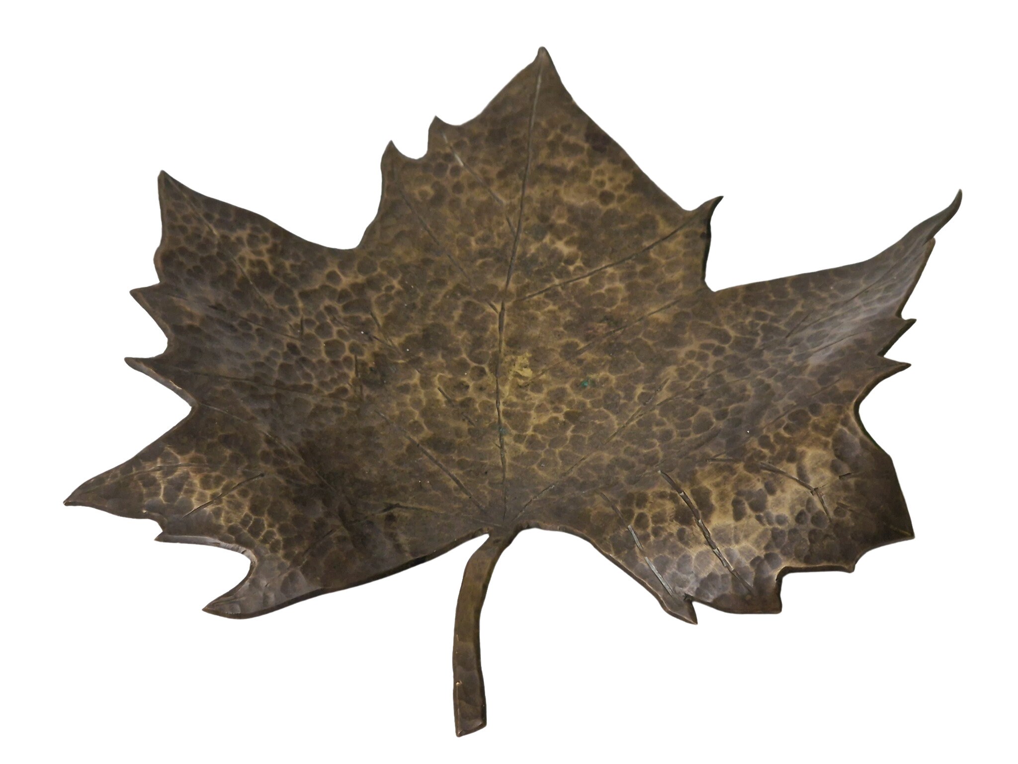 Vintage Bronze Maple Leaf Sculpture, Mid Century French Botanical Art