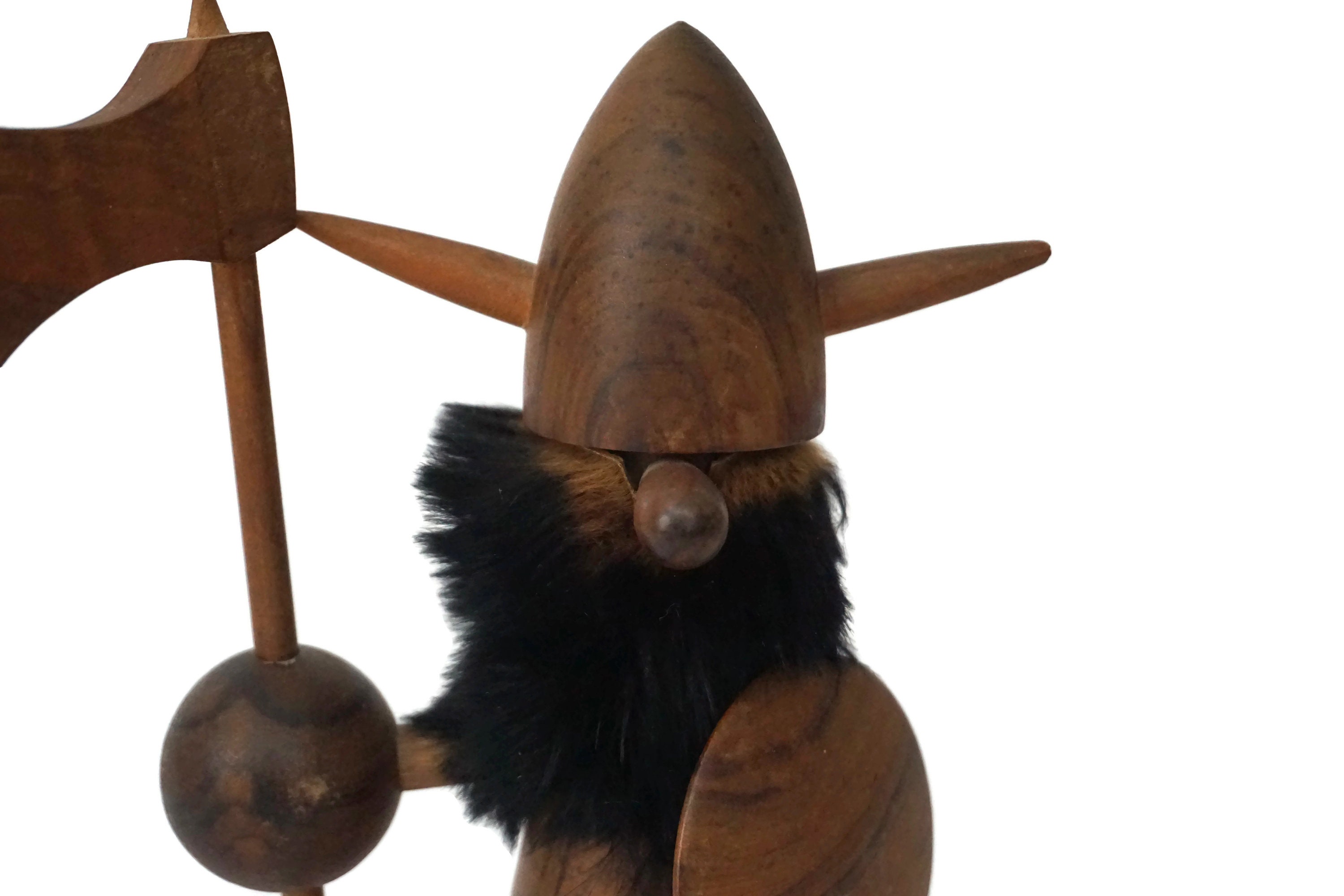 Scandinavian Teak Wood Viking Doll, Mid Century Modern Gonk Figurine