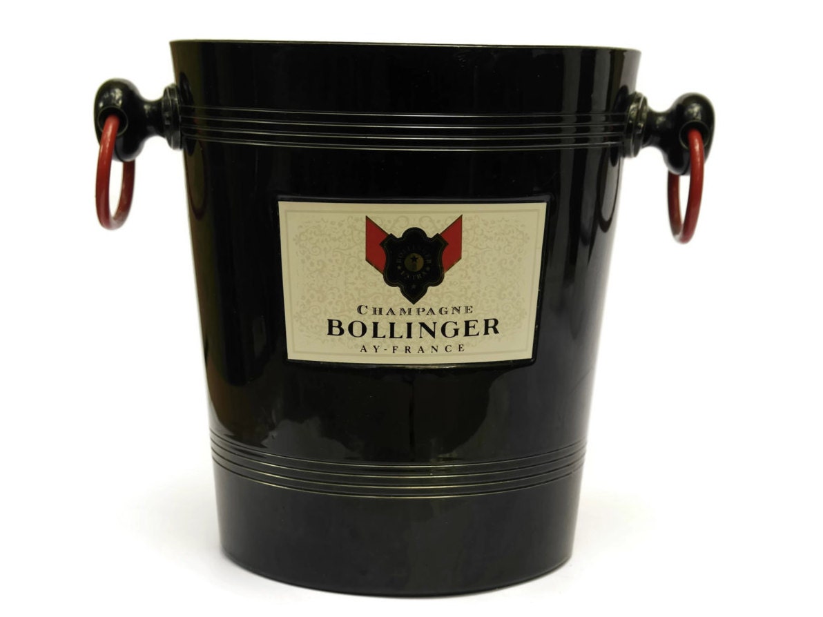 Black Champagne Bucket. Vintage French Bollinger Champagne Cooler