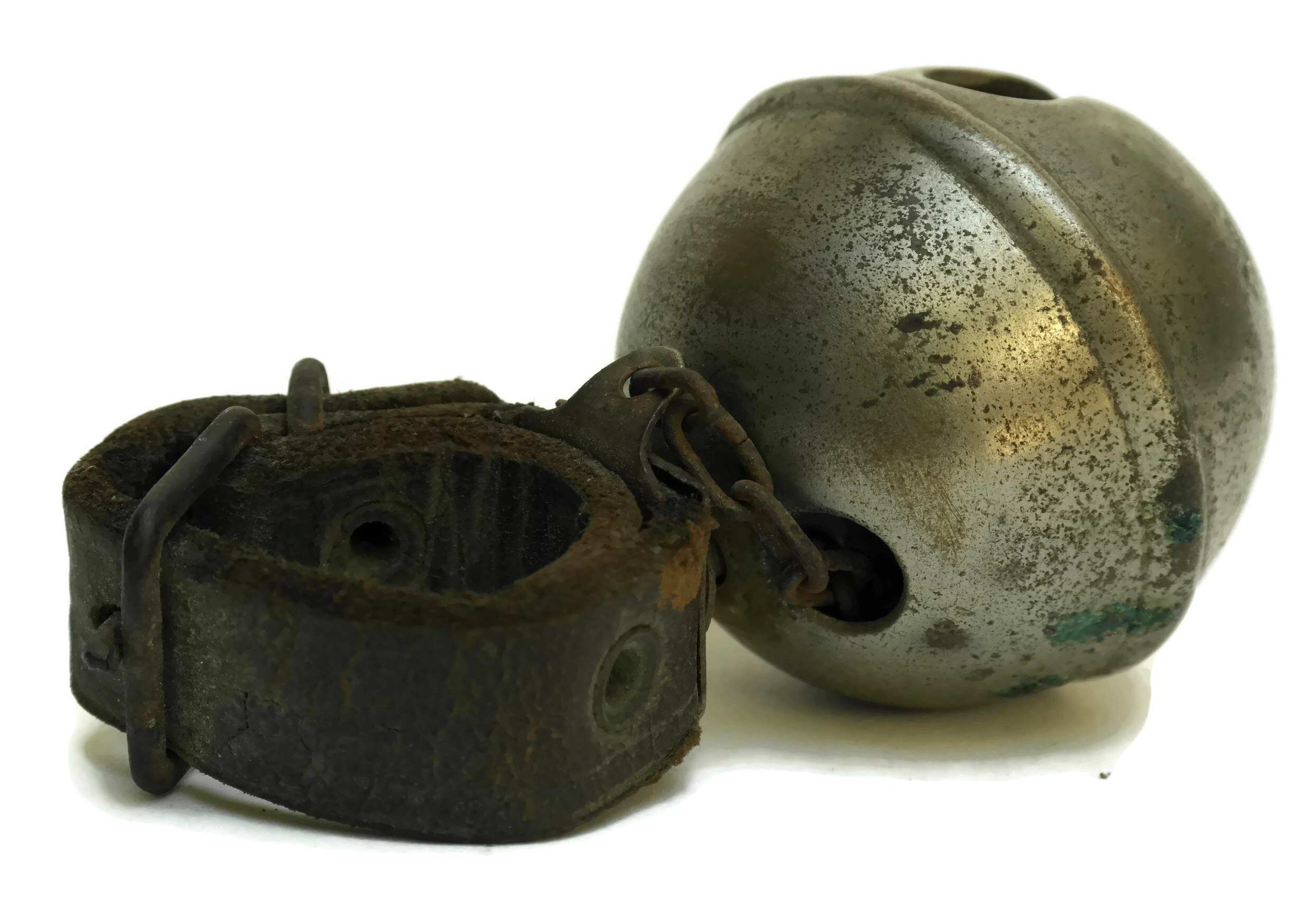 Hunting Dog Bell. Antique French Leather Collar Bell. Gifts For Hunter.