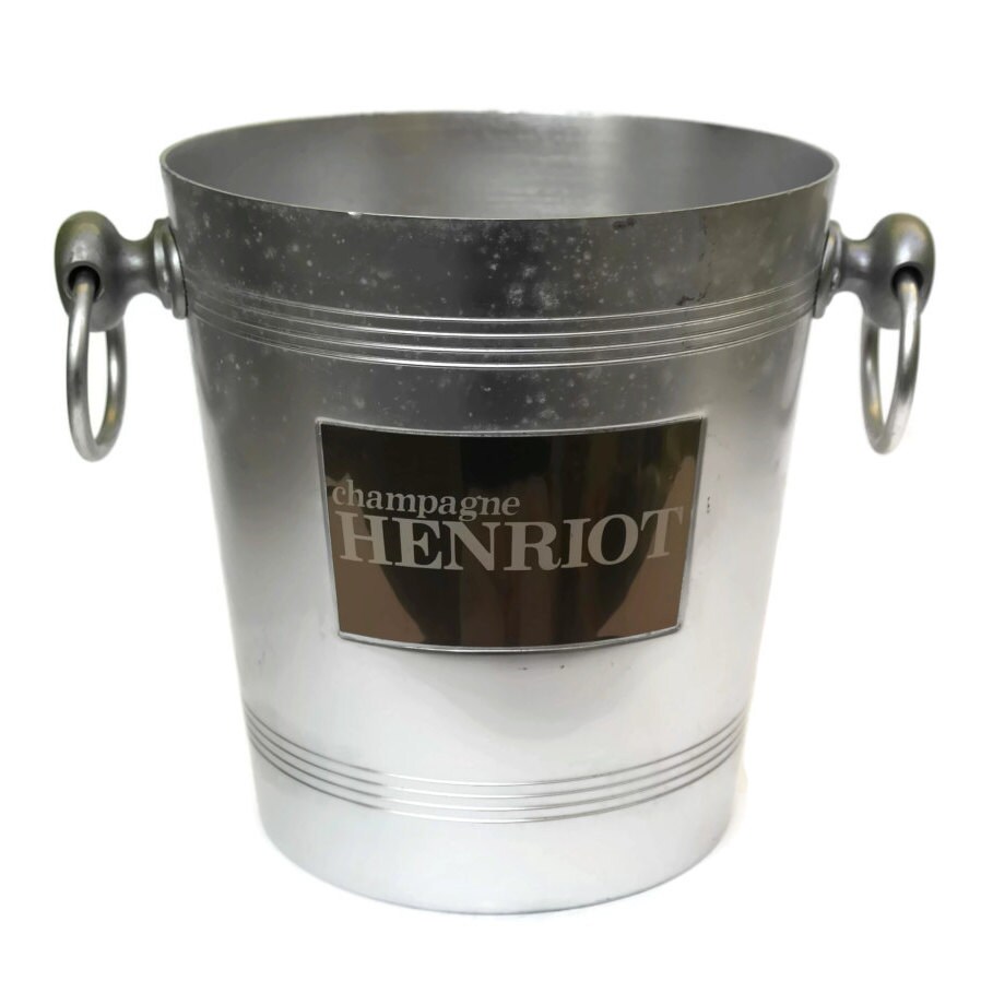 Vintage French Champagne Bucket. Aluminum Ice Bucket with French