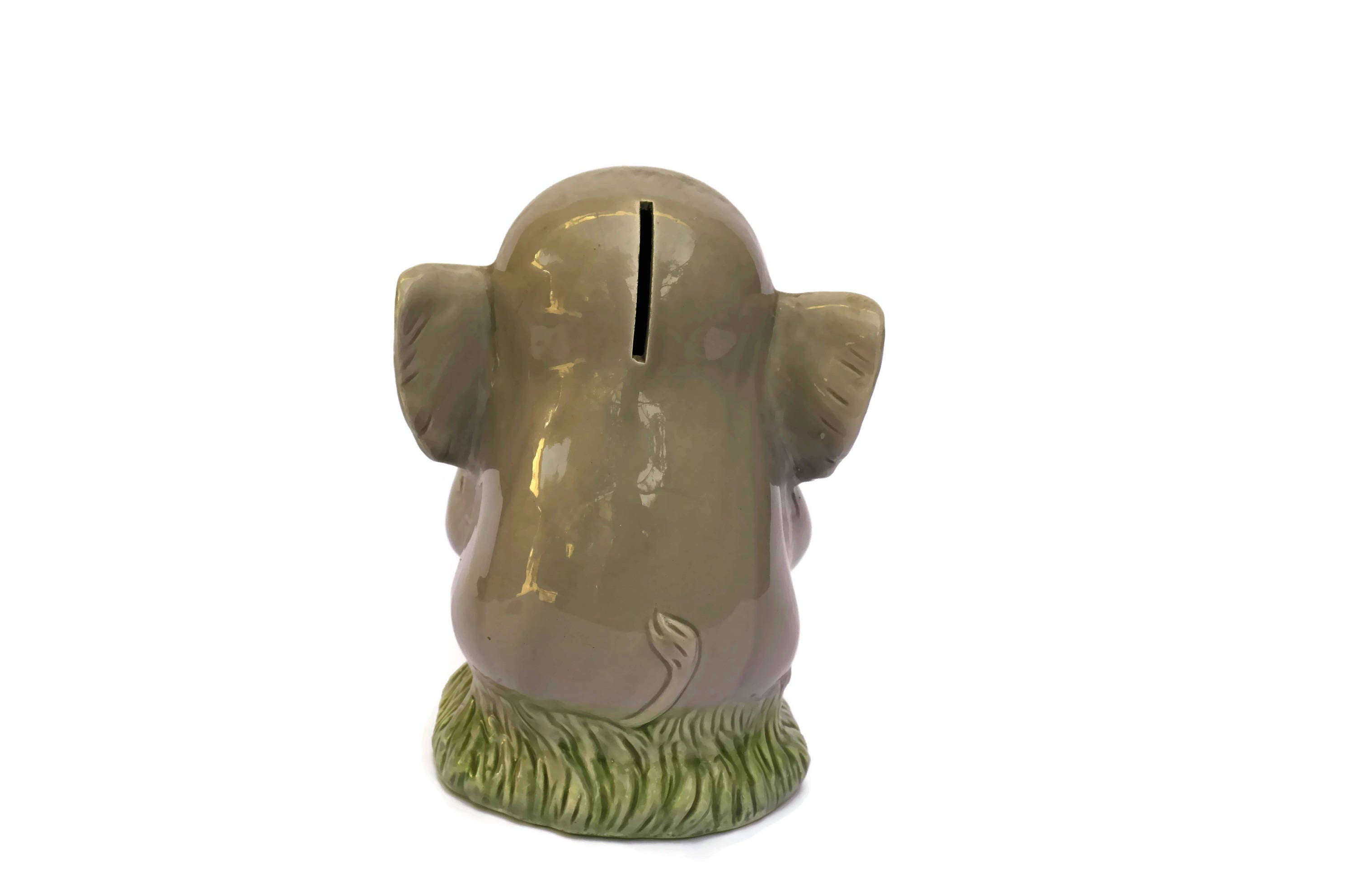 Vintage Elephant Coin Bank. Ceramic Money Box. Nursery Decor. Mother