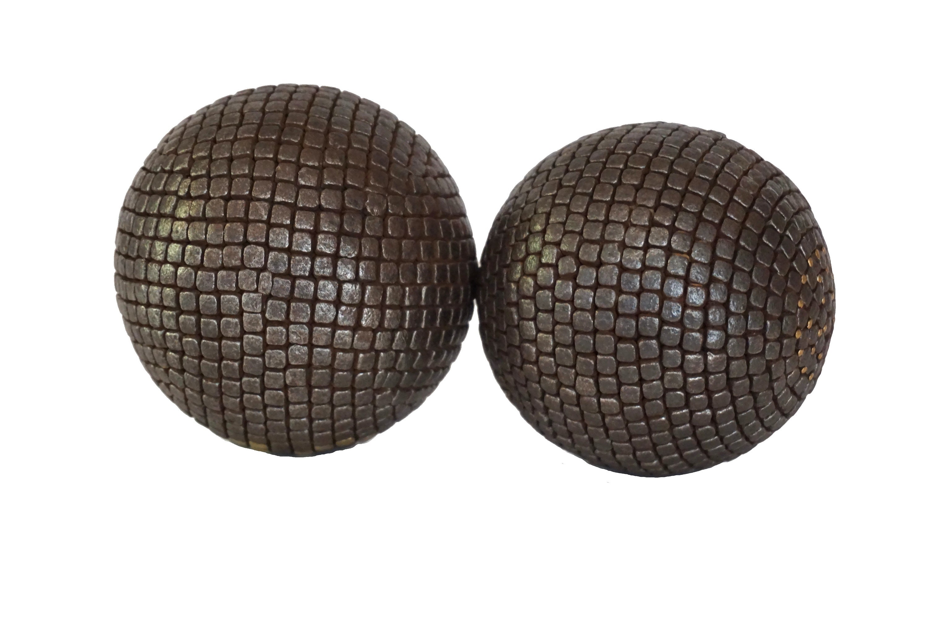 French Antique Petanque Bowling Balls with Nail Studs and Number