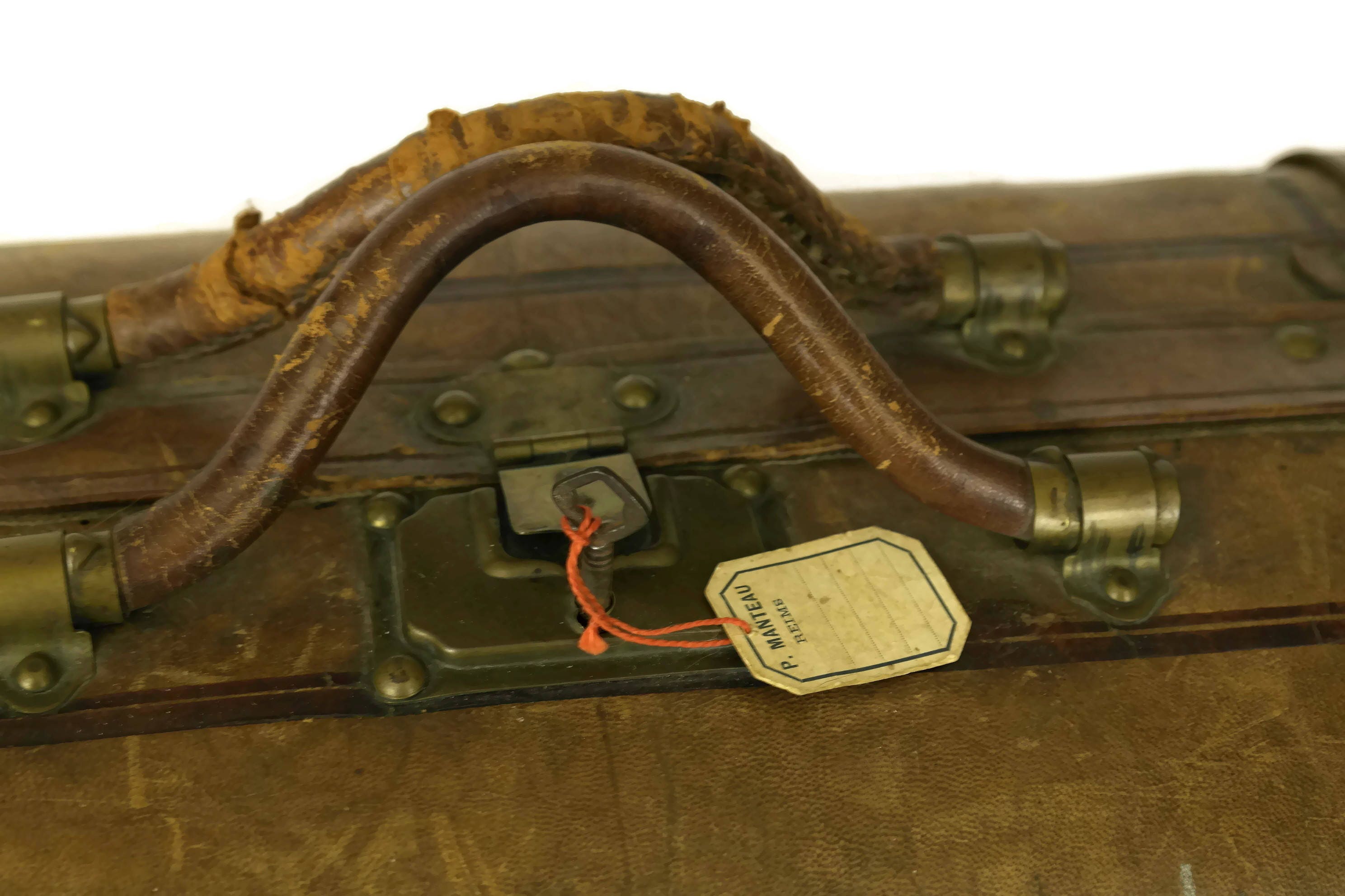 RESERVED for Springray. Antique Leather Suitcase. French Luggage with