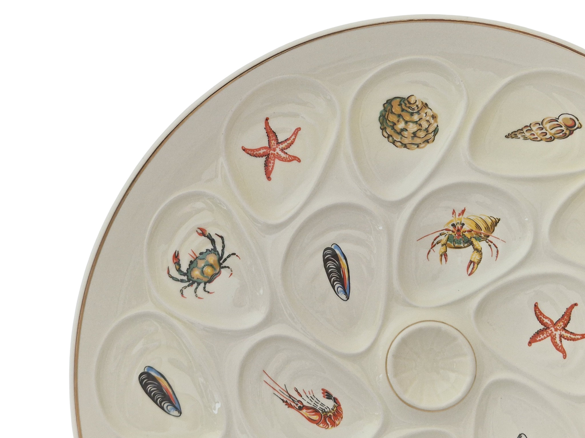 Large Ceramic Oyster Serving Platter with Seafood and Shellfish